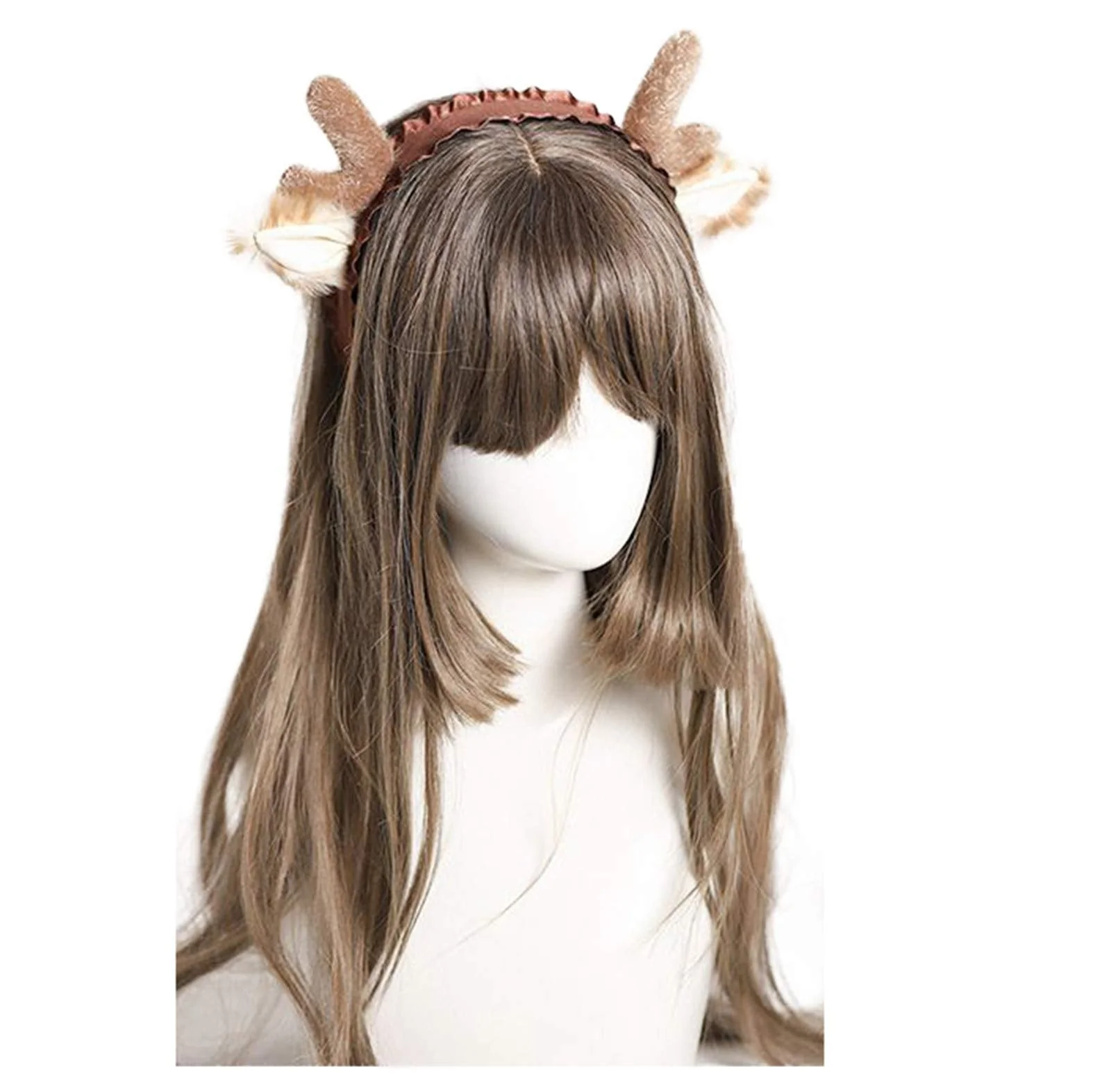 LittleLuluda Antlers Reindeer Headband Tail Set with Shawl for Christmas Halloween Cosplay Party - Image 5