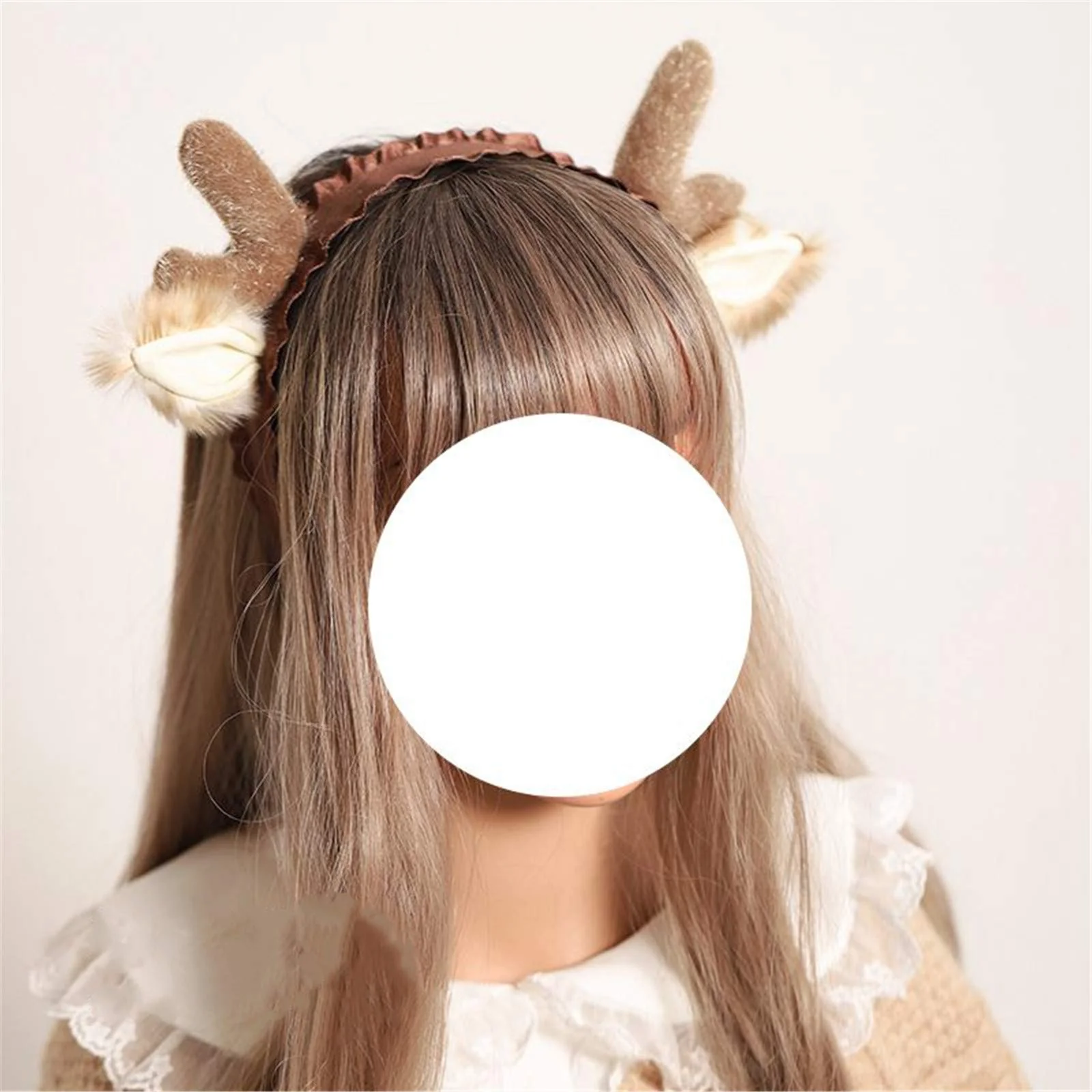 LittleLuluda Antlers Reindeer Headband Tail Set with Shawl for Christmas Halloween Cosplay Party - Image 6
