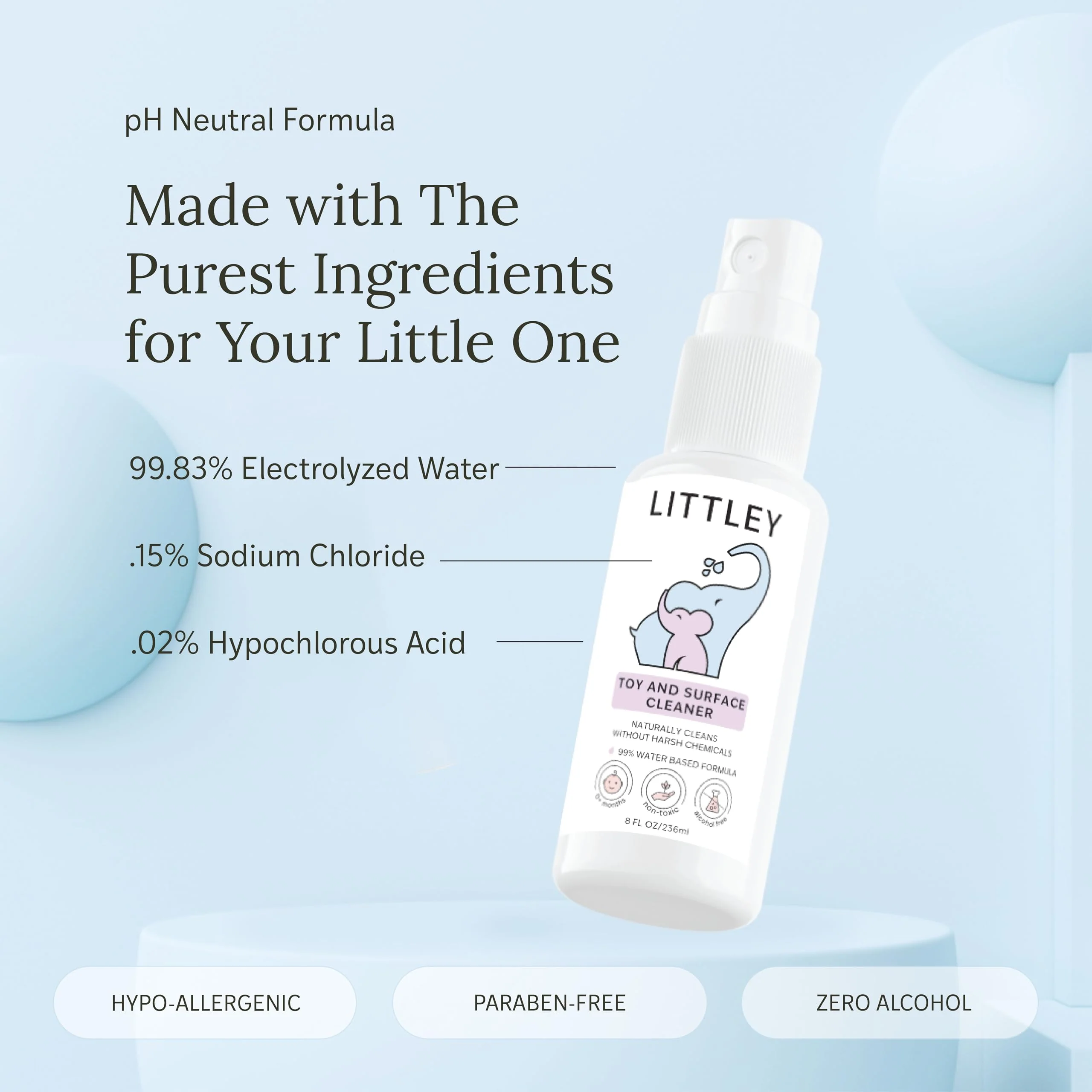 Littley Toy & Surface Cleaner | 16 oz | Alcohol-Free HOCl Spray for Baby Toys & High-Touch Surfaces | Fragrance-Free Formula | Gentle Cleaning for Everyday Messes - Image 7