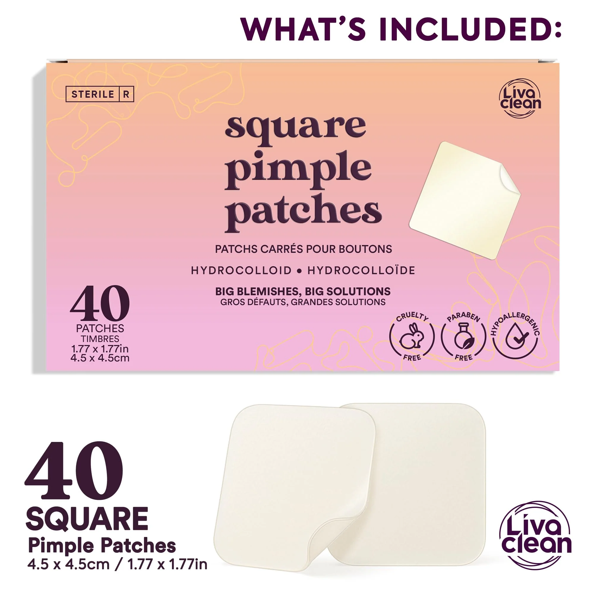 Livaclean 40CT Large Pimple Patches for Face - Big Pimple Patches Large Hydrocolloid Patch for Blemishes - Body Nose Forehead Chin Acne Patch - XL Zit Stickers - Image 9