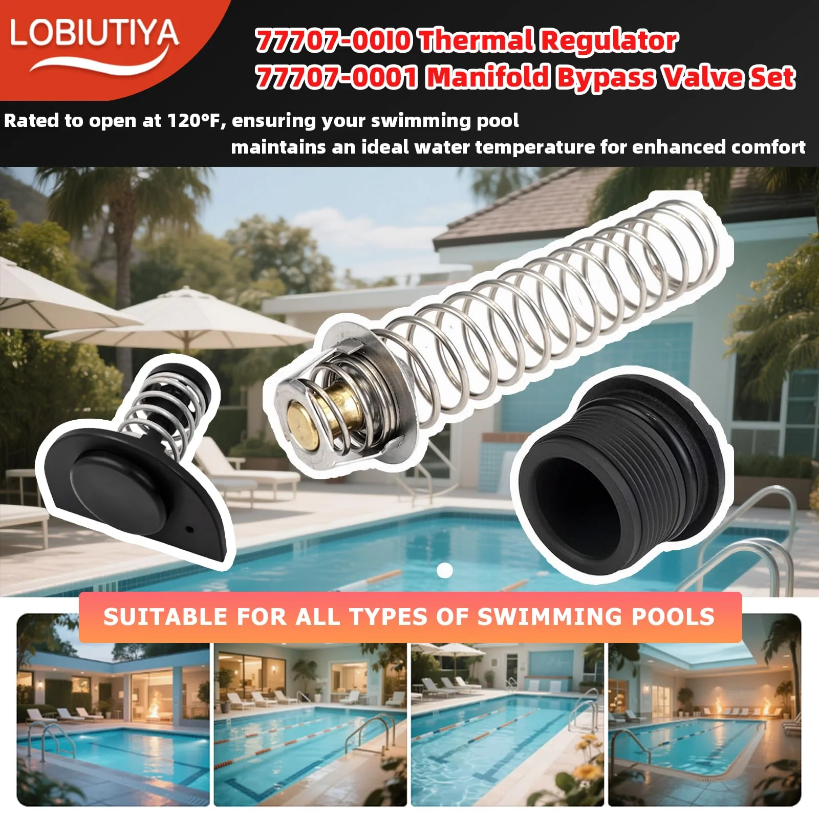 LOBIUTIYA 77707-0010 Thermal Regulator and 77707-0001 Manifold Bypass Valve Kit Compatible with MasterTemp 400 250 200 300 333 and Sta-Rite Pool and Pool Heaters, 38000-0007S Thermal Regulator kit - Image 5