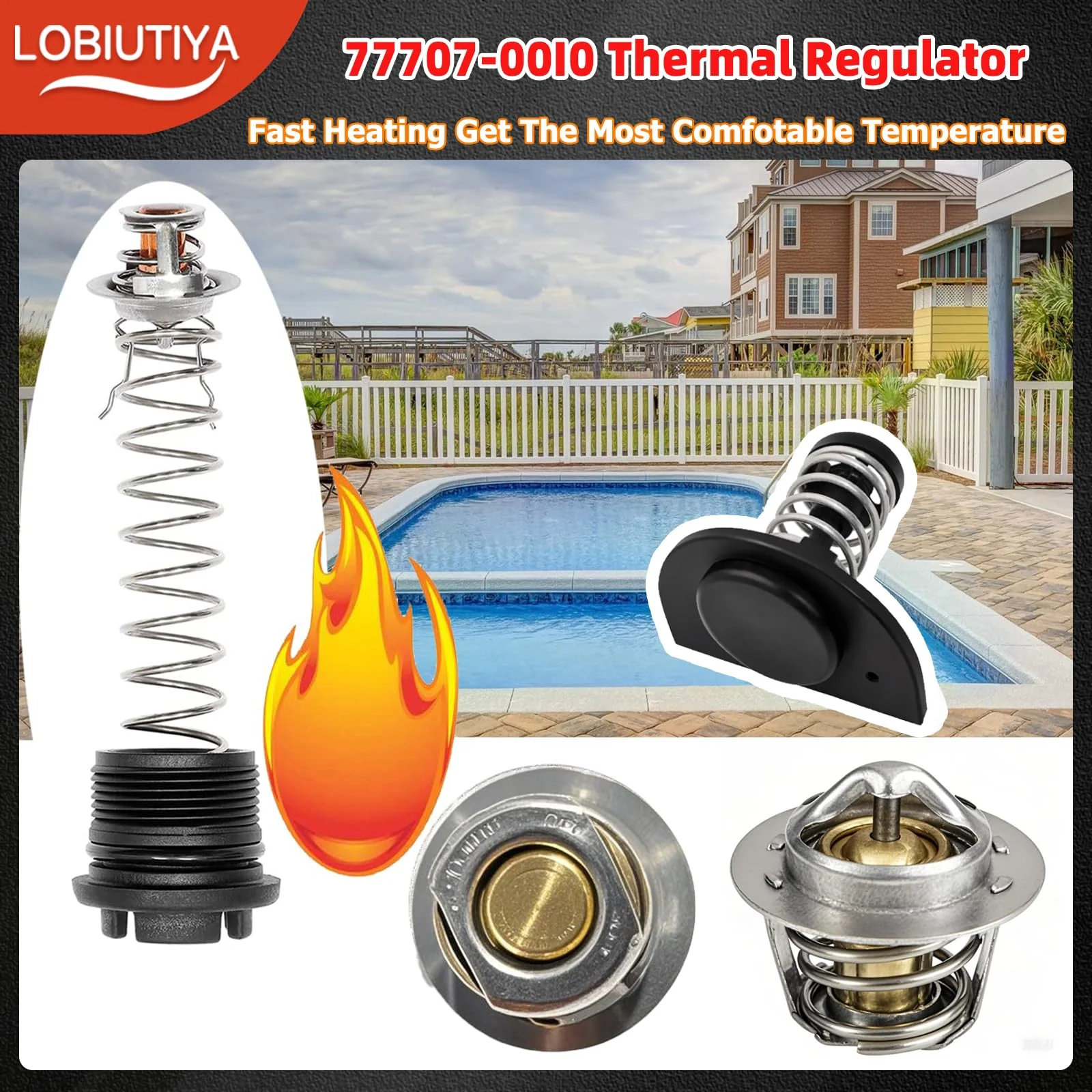 LOBIUTIYA 77707-0010 Thermal Regulator and 77707-0001 Manifold Bypass Valve Kit Compatible with MasterTemp 400 250 200 300 333 and Sta-Rite Pool and Pool Heaters, 38000-0007S Thermal Regulator kit - Image 8