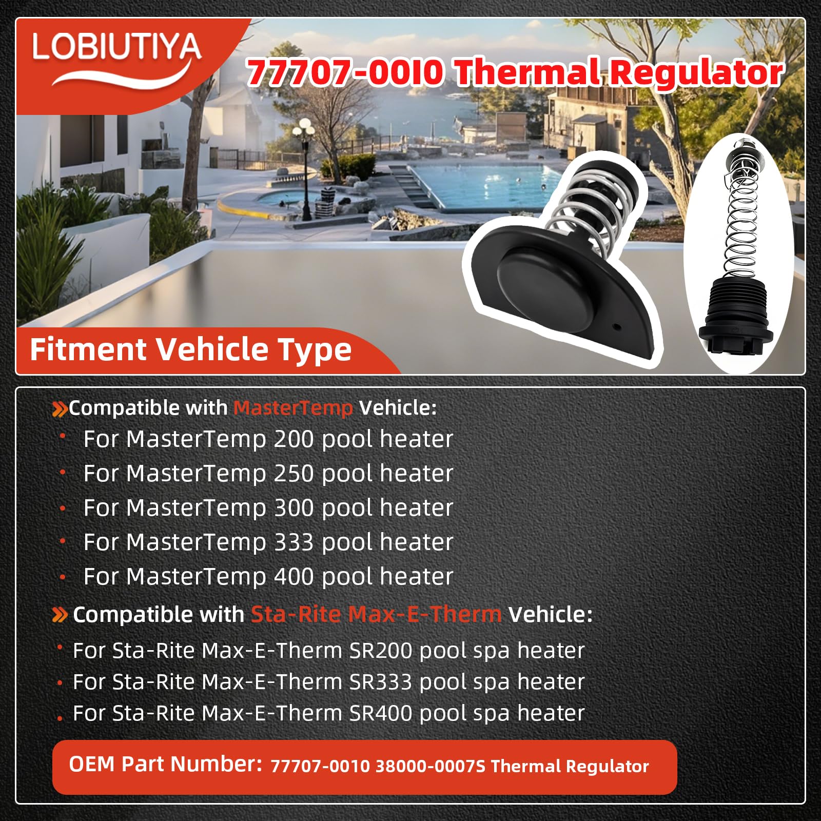 LOBIUTIYA 77707-0010 Thermal Regulator and 77707-0001 Manifold Bypass Valve Kit Compatible with MasterTemp 400 250 200 300 333 and Sta-Rite Pool and Pool Heaters, 38000-0007S Thermal Regulator kit - Image 9