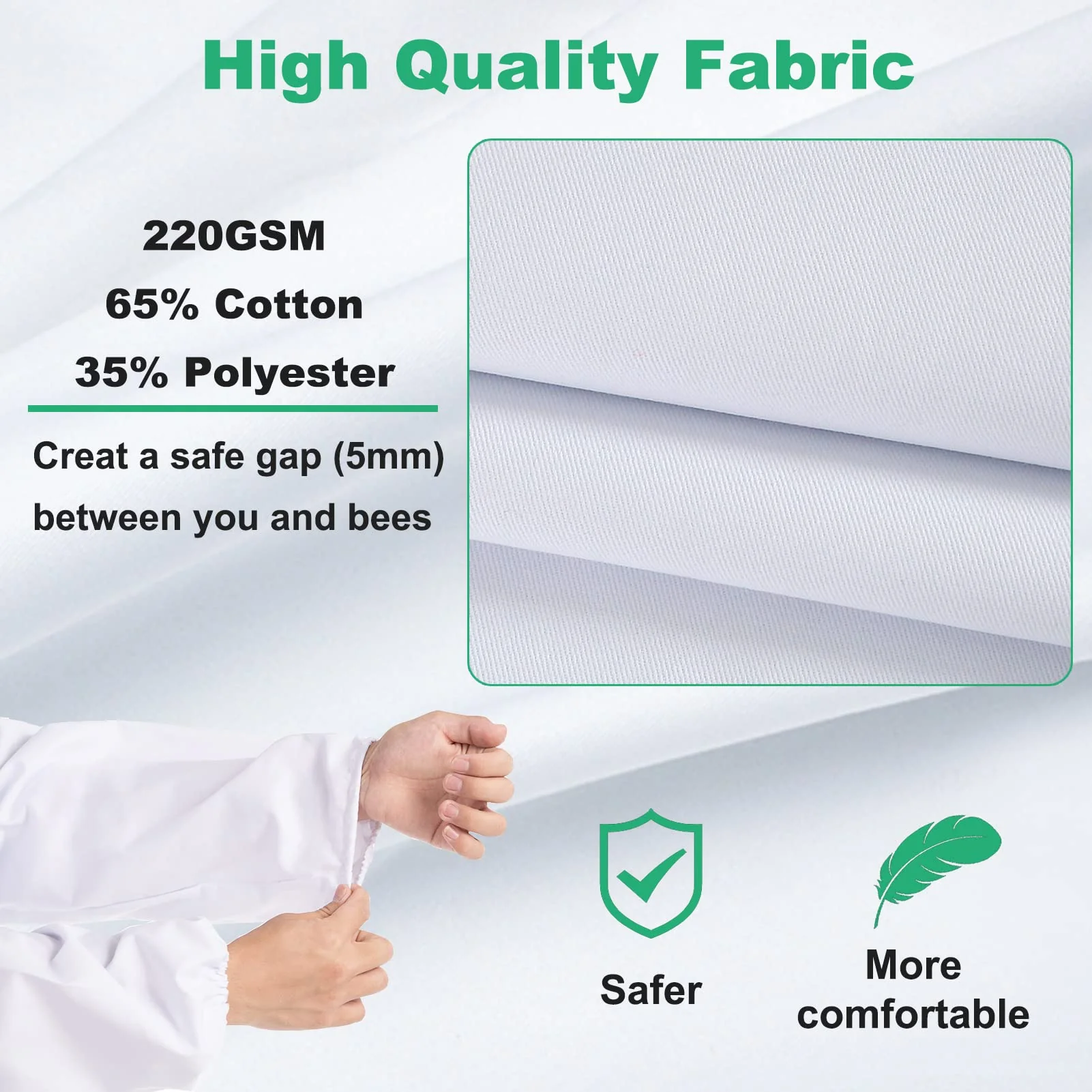 LONGADS Professional Bee Suit for Men Women, Beekeeping Suit Beekeeper Suit with Glove &Ventilated Hood, Multi-Size Bee Outfit for Backyard and Bee Keeper for Bee Keeper Catcher Christmas Costume - Image 4