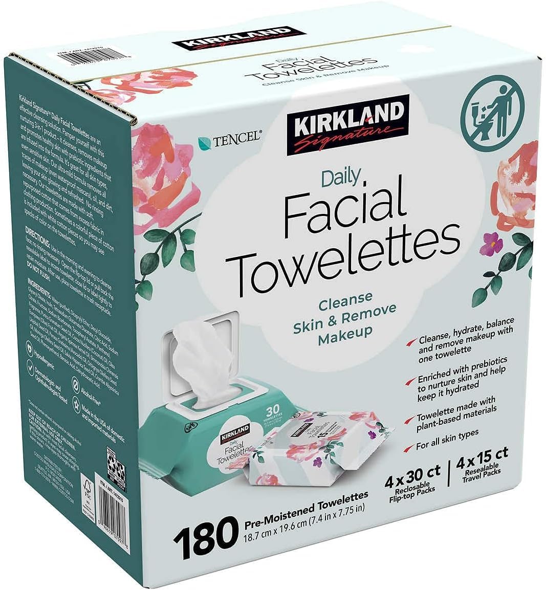 LONUO Kirkland-Signature Daily Facial Towellettes, 4.53 Pound (180 Count, 1-Box) - Image 2