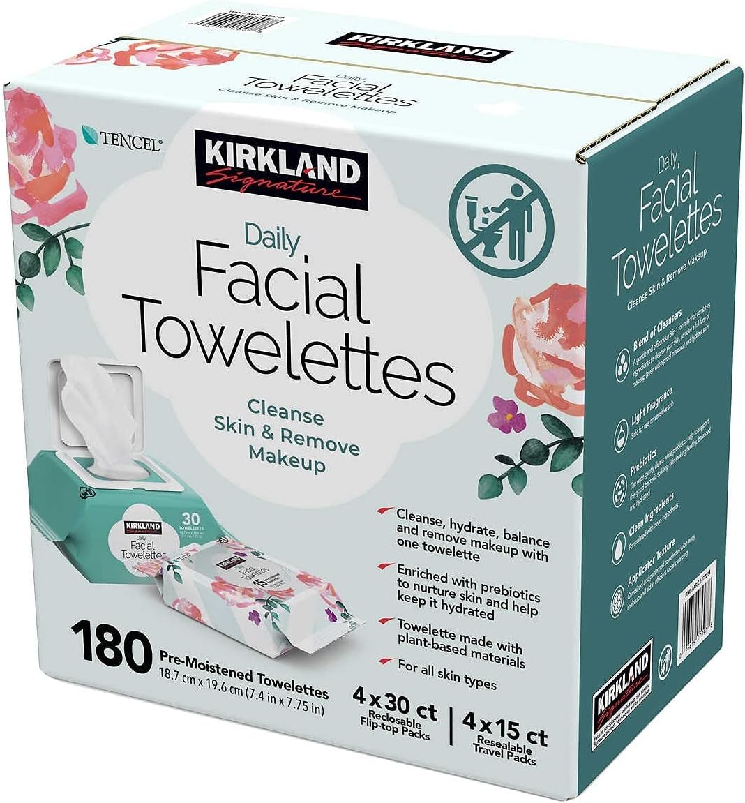 LONUO Kirkland-Signature Daily Facial Towellettes, 4.53 Pound (180 Count, 1-Box) - Image 3