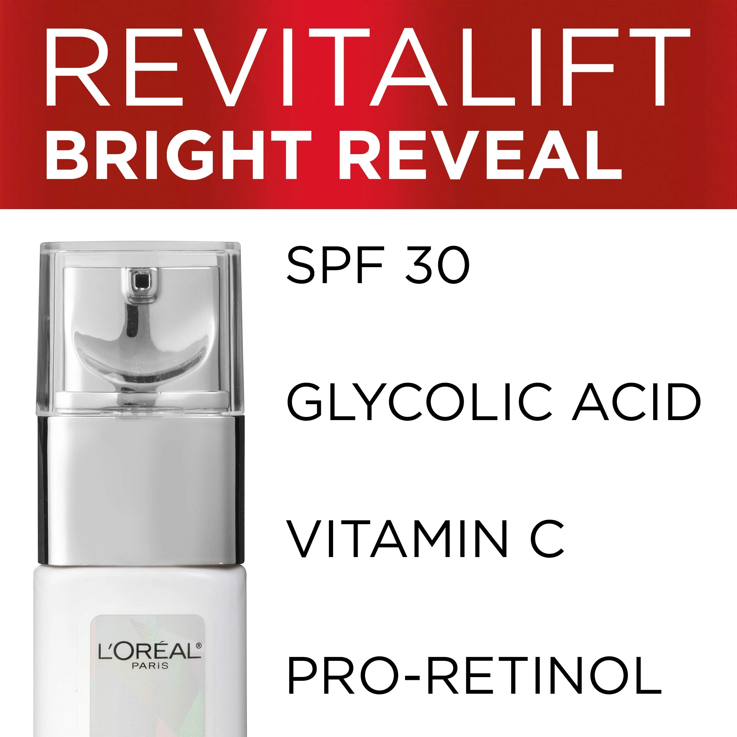 L'Oréal Paris Revitalift Bright Reveal Anti-Aging Day Cream with SPF 30 with Glycolic Acid, Vitamin C & Pro-Retinol to Reduce Wrinkles & Brighten Skin, 1 fl. oz. - Image 3