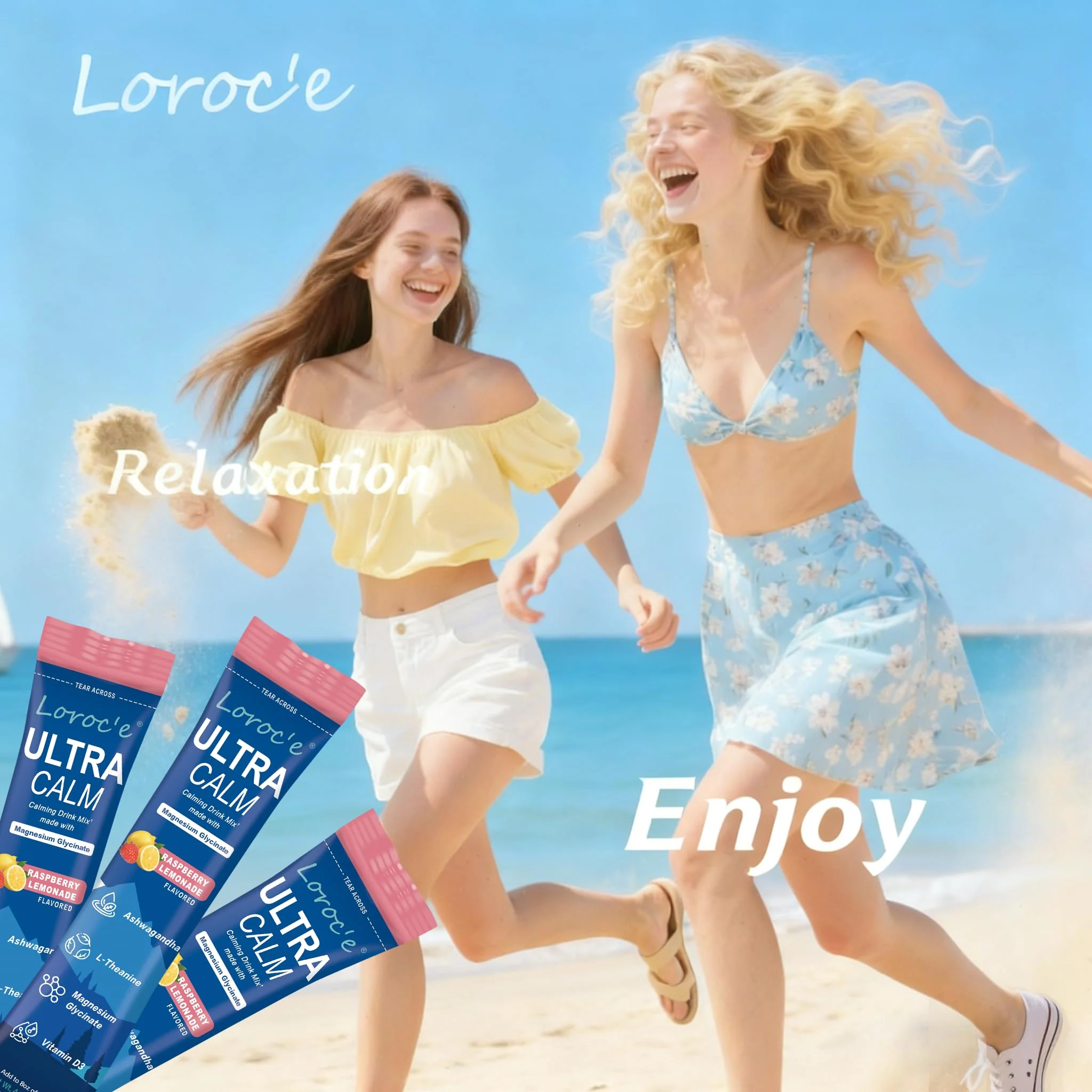 Loroc'e UltraCalm Super Cortisol Reducer Drink, Magnesium Glycinate (30 Servings), L-theanine, Ashwagandha, Vitamin D, No Sugar, Raspberry Lemonade Sleep Aid Powder - Image 5