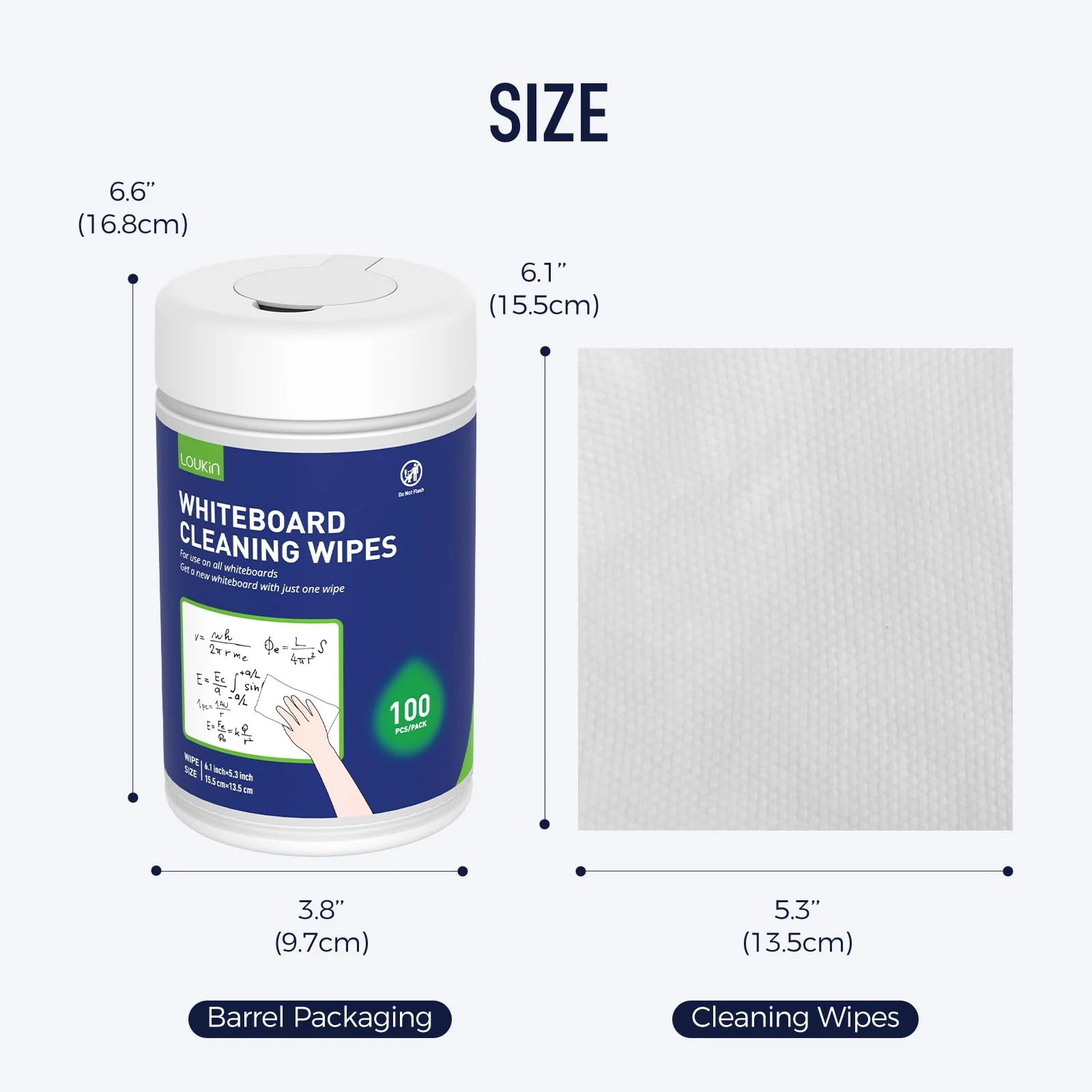Loukin Whiteboard Cleaning Wipes, Dry Erase Board Cleaning Wipes, Non-toxic White board Wipes, 100 Wipes per Canister - Image 4
