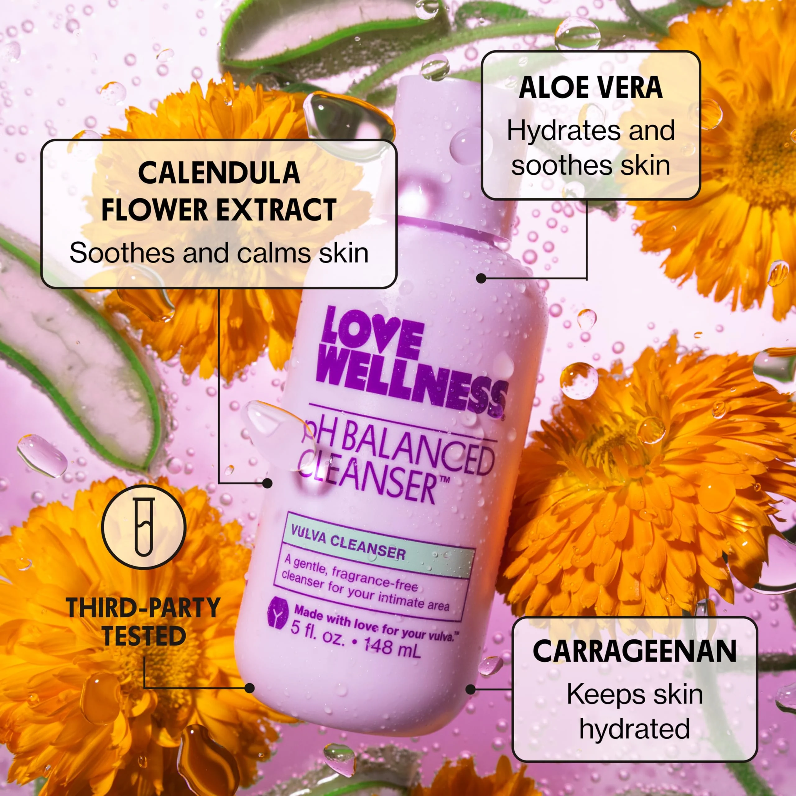 Love Wellness pH Balancing Cleanser | Feminine Vaginal Wash | Fragrance-Free | Vaginal Cleanser for Balanced pH, Intimate Health & Hygiene | Non-Irritating with Aloe Vera for Sensitive Skin | 5 Fl Oz - Image 2