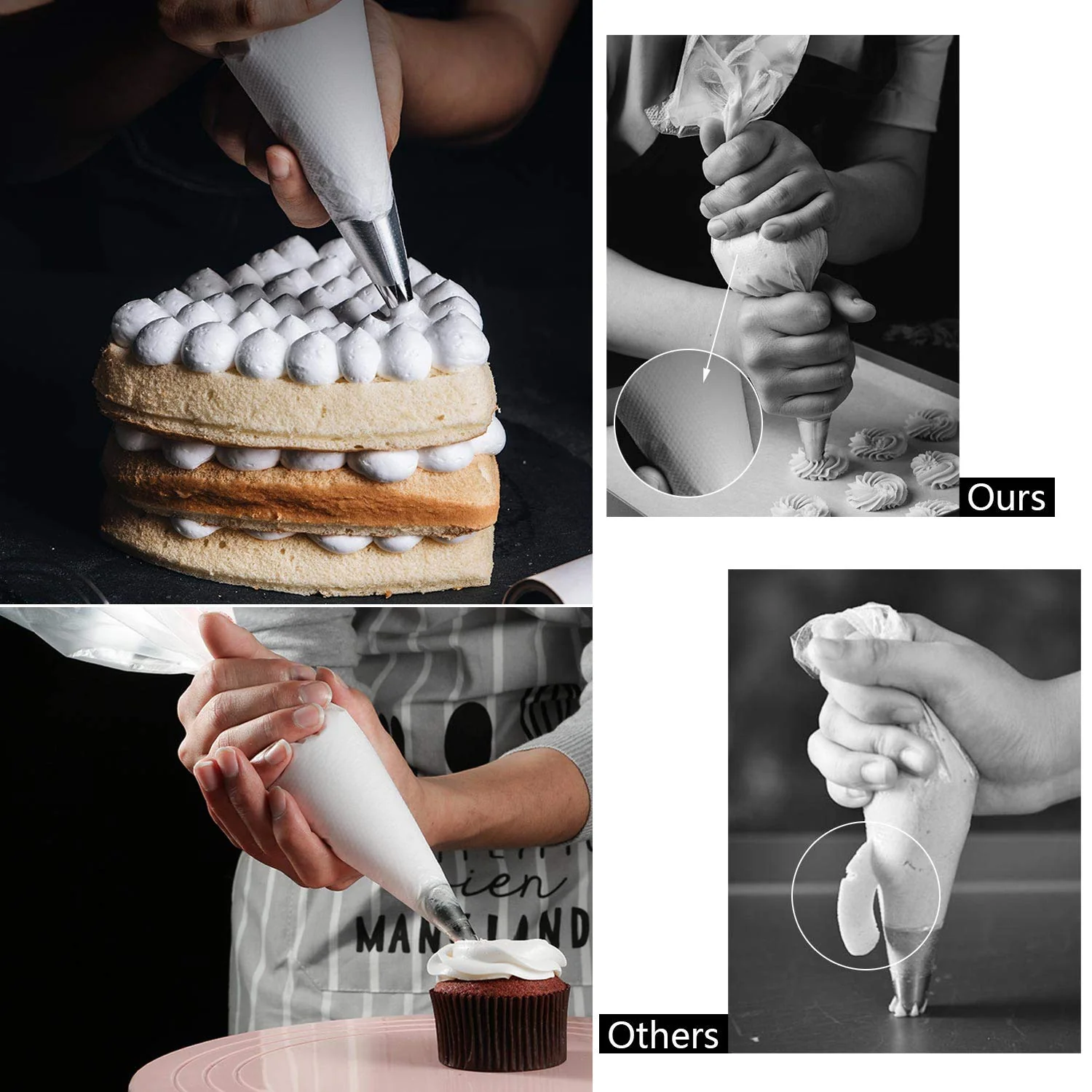 LoveBB 500 Pcs Piping Bags Disposable 10.6 inch Thick Tipless Pastry Bags Icing Frosting Bags for Baking Cookies Cupcake Decorating Supplies - Image 6