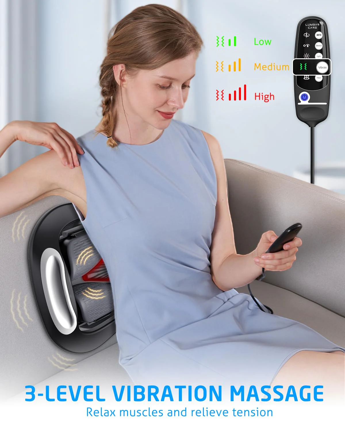 Lower Back Stretching Massager, Electric Lumbar Traction Device with Dynamic Stretching, Adjustable Temperature (104°F - 118.4°F), Vibration Massage - For the Lumbar Spine & Relieving Lower Back Pain - Image 8