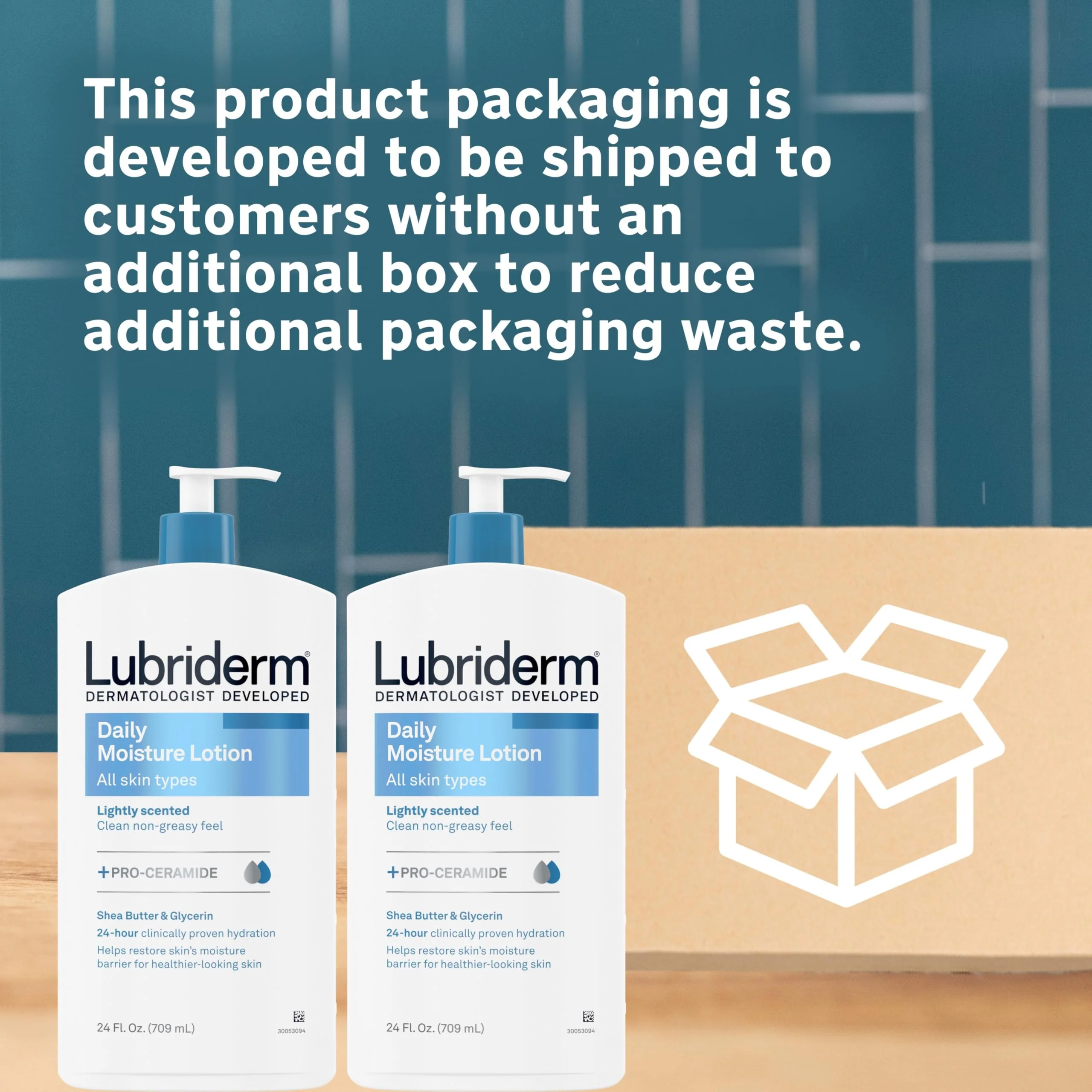 Lubriderm Daily Moisture Lotion + Pro-Ceramide with Shea Butter & Glycerin Helps Moisturize Dry Skin, Hydrating Face, Hand & Body Lotion, Light Scent, Non-Greasy, Twin Pack, 24 fl. oz, 2 Pack - Image 7