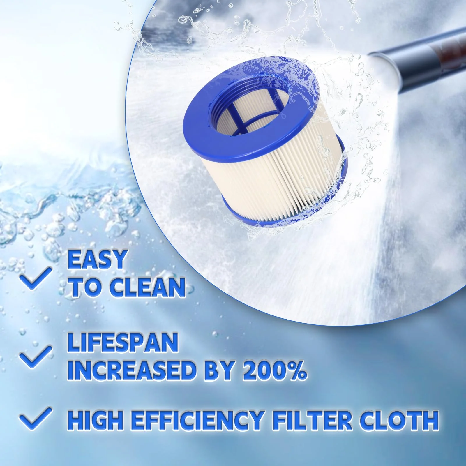 Lucasou 60% Denser Filter, High-Efficiency Screw-in Hot Tub spa Filters Replacement Compatible with All Relxtime, Aleko, Wejoy, Aquaspa Hot Tubs & Other Spas (4 Filters + 2 Filter Bags) - Image 2