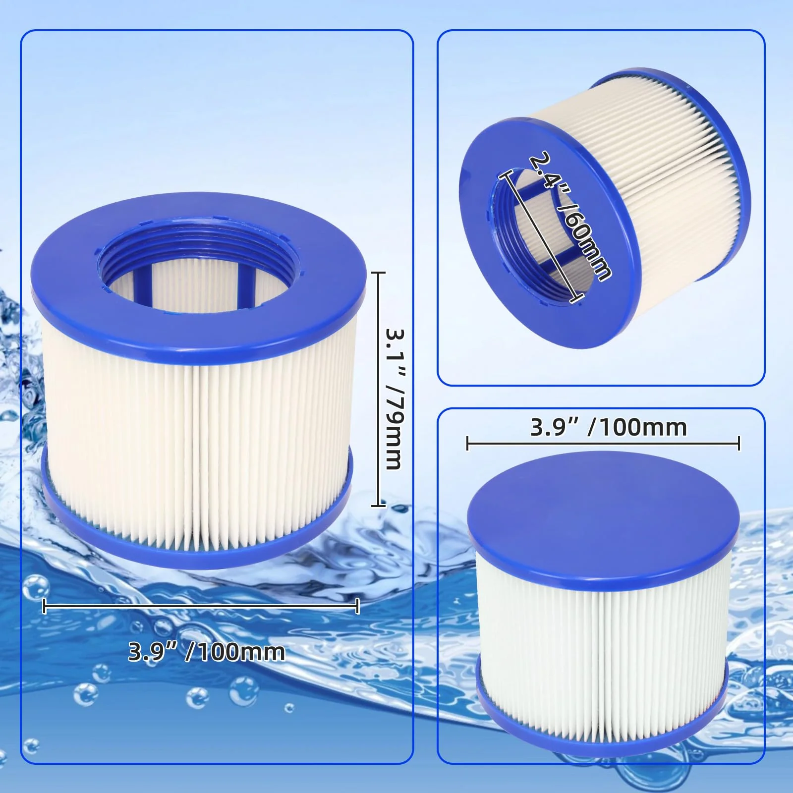 Lucasou 60% Denser Filter, High-Efficiency Screw-in Hot Tub spa Filters Replacement Compatible with All Relxtime, Aleko, Wejoy, Aquaspa Hot Tubs & Other Spas (4 Filters + 2 Filter Bags) - Image 6