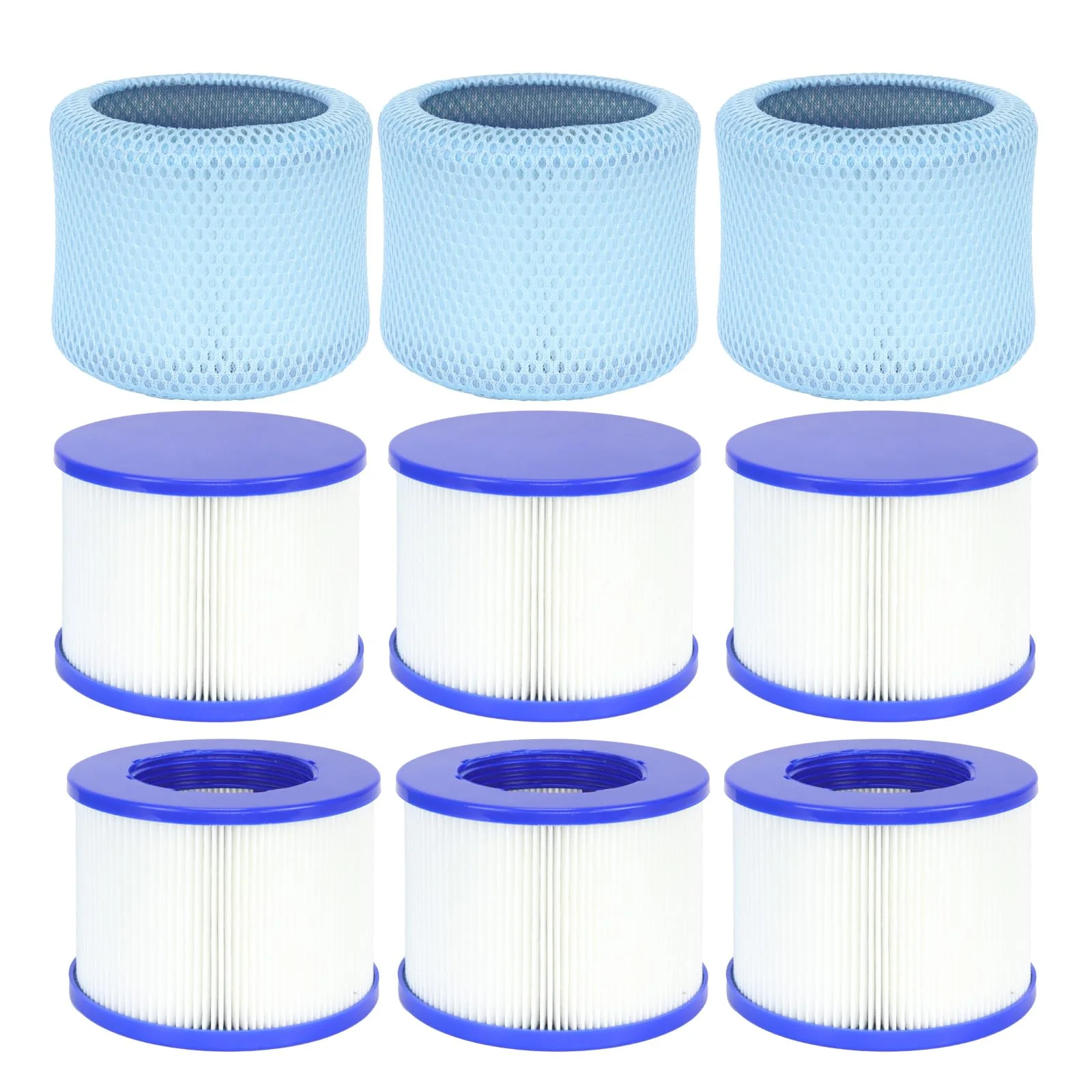 Lucasou 60% Denser Filter, High-Efficiency Screw-in Hot Tub spa Filters Replacement Compatible with All Relxtime, Aleko, Wejoy, Aquaspa Hot Tubs & Other Spas (6 Filters + 3 Filter Bags)