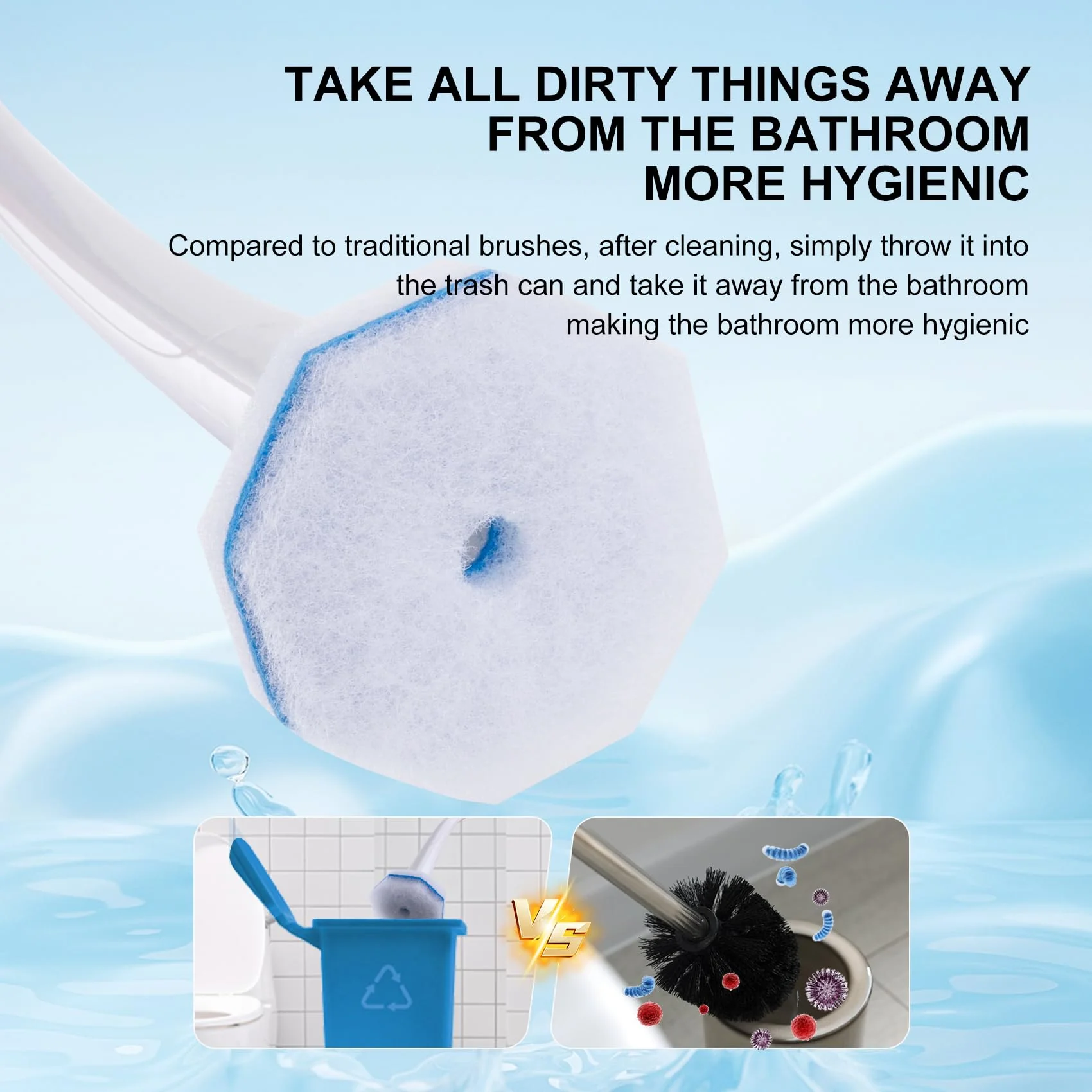 LufamlyGo Upgraded 60pcs Toilet Wand Refills fits Clorox Toilet Wand, Thickened Cleaning Layer, Won’t Fall Apart, Disposable Bathroom Cleaning Scrub Pads with Fresh Scent, for Home & Commercial Use - Image 3