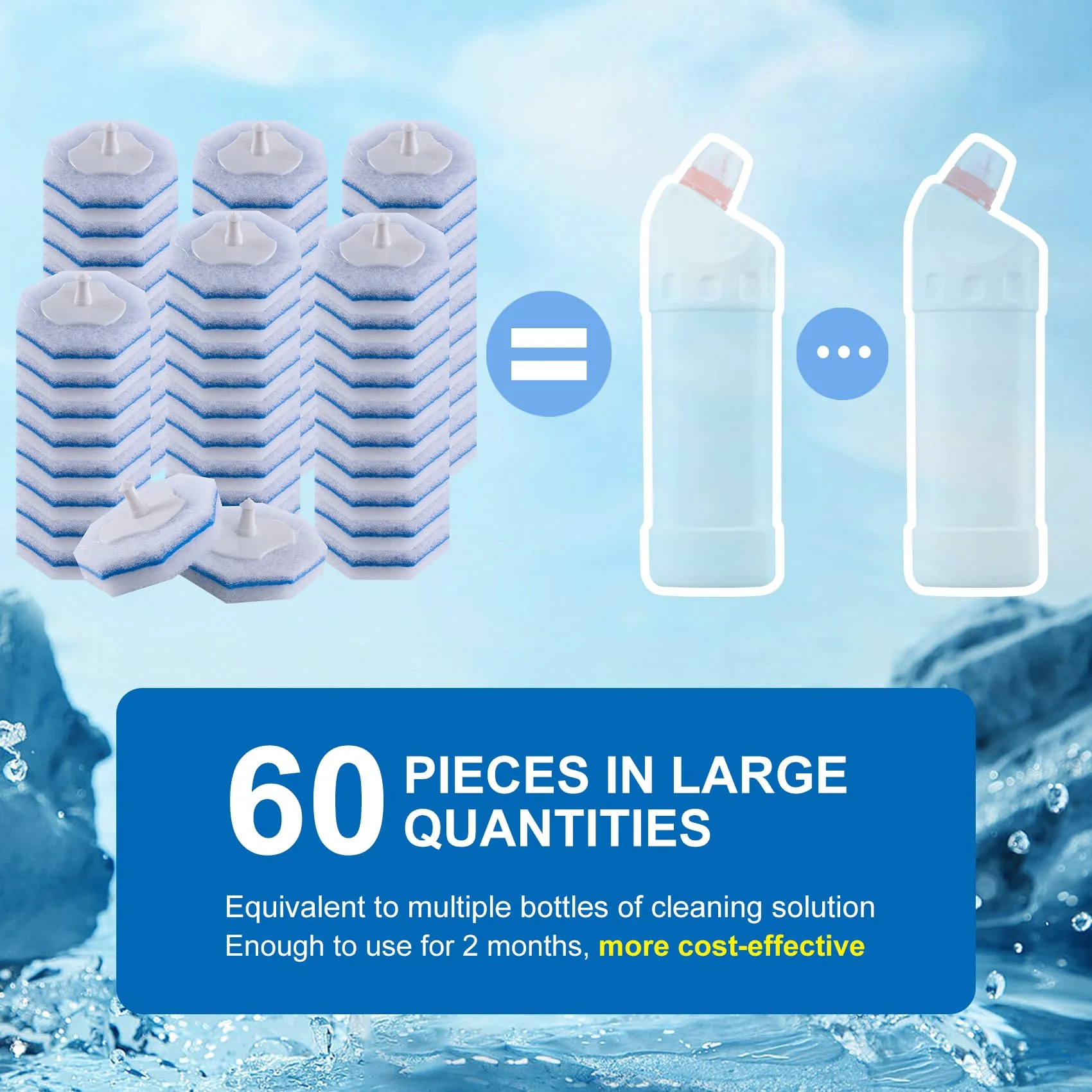 LufamlyGo Upgraded 60pcs Toilet Wand Refills fits Clorox Toilet Wand, Thickened Cleaning Layer, Won’t Fall Apart, Disposable Bathroom Cleaning Scrub Pads with Fresh Scent, for Home & Commercial Use - Image 7