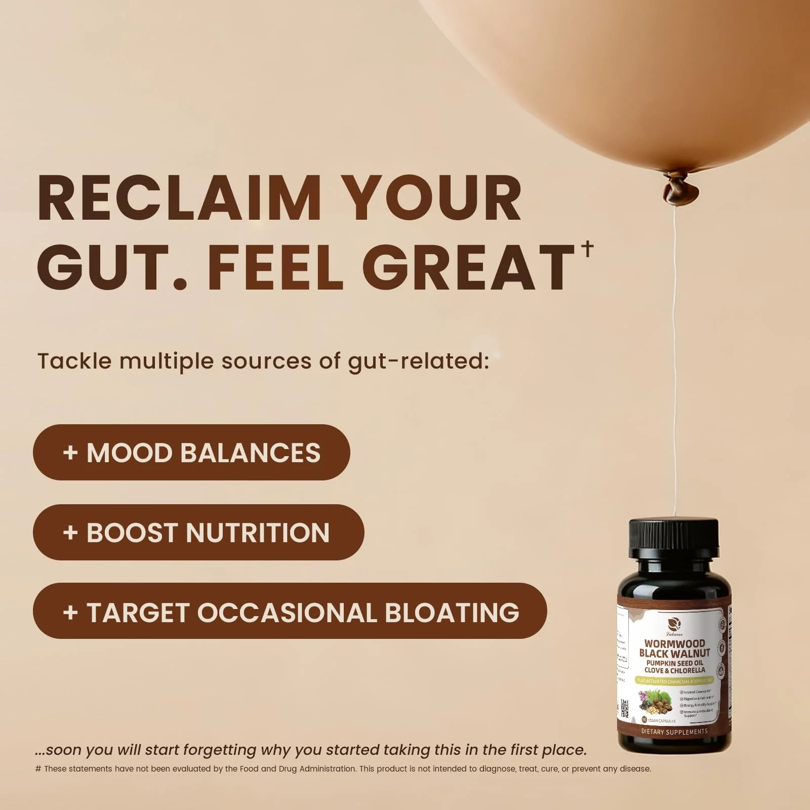 Lukaree Wormwood Black Walnut Cleanse for Human 1200mg – Ultra Gut Cleanse & Digestive Health w/Pumpkin Seed Oil,Clove,Activated Charcoal -10X Concentrated, Men & Women Probiotic Capsules -Vegan,90 CT - Image 4