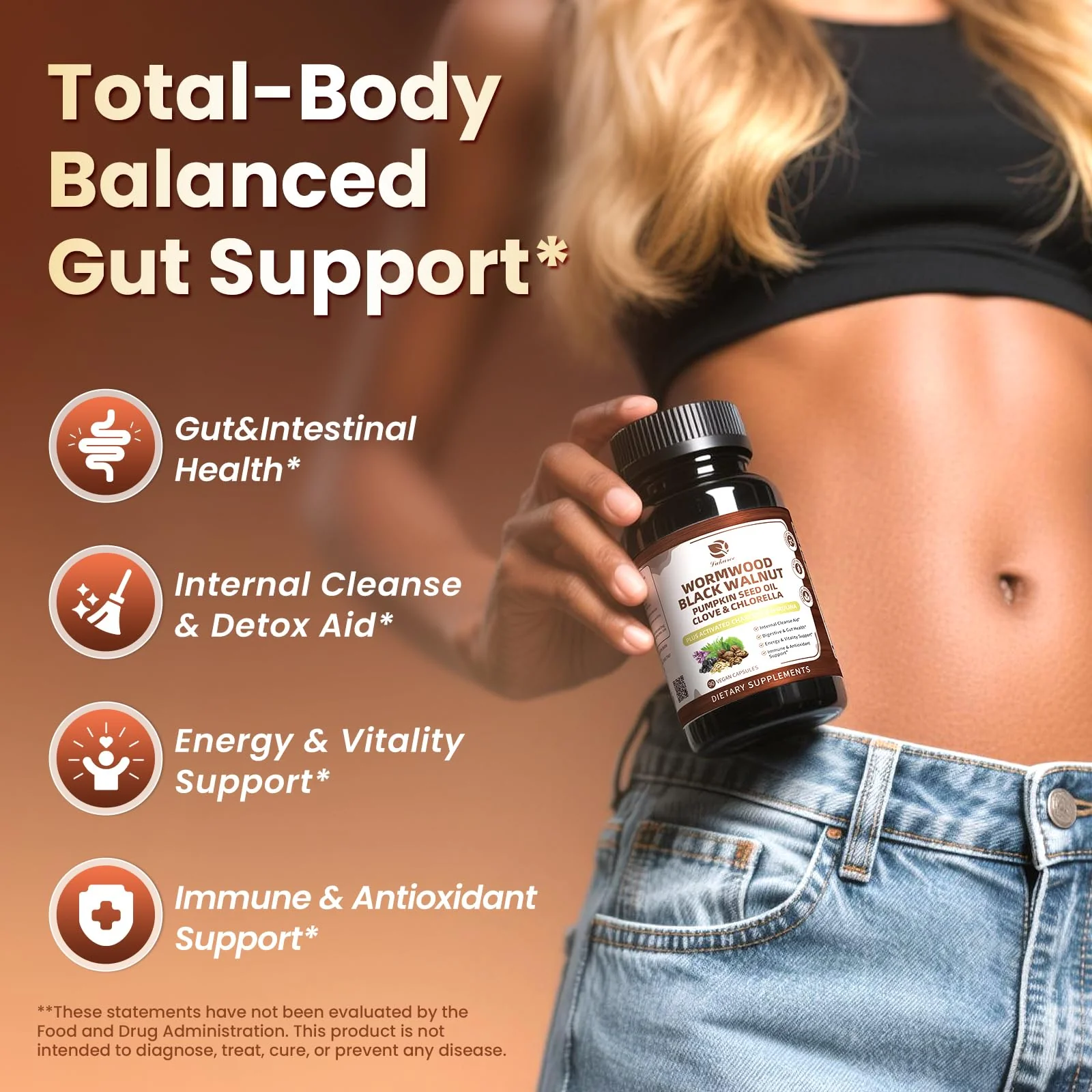 Lukaree Wormwood Black Walnut Cleanse for Human 1200mg – Ultra Gut Cleanse & Digestive Health w/Pumpkin Seed Oil,Clove,Activated Charcoal -10X Concentrated, Men & Women Probiotic Capsules -Vegan,90 CT - Image 8