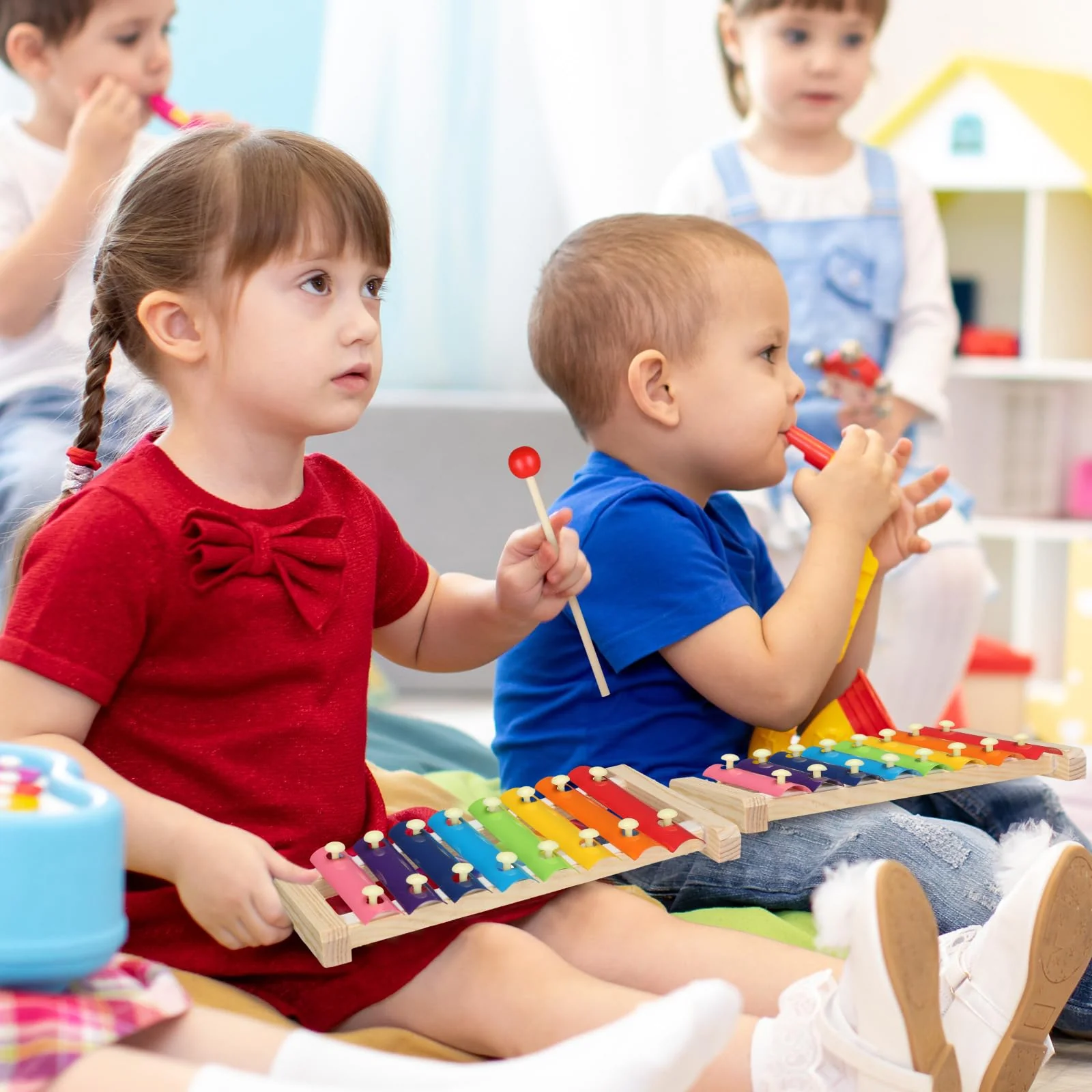 Lukmaa 6 Pcs Xylophone for Kids Wooden Xylophone with Mallets Musical Instrument Wood Baby Percussion Kit Christmas Birthday Gifts for Boys Girls Educational Preschool Instruments Toddler Toys - Image 2