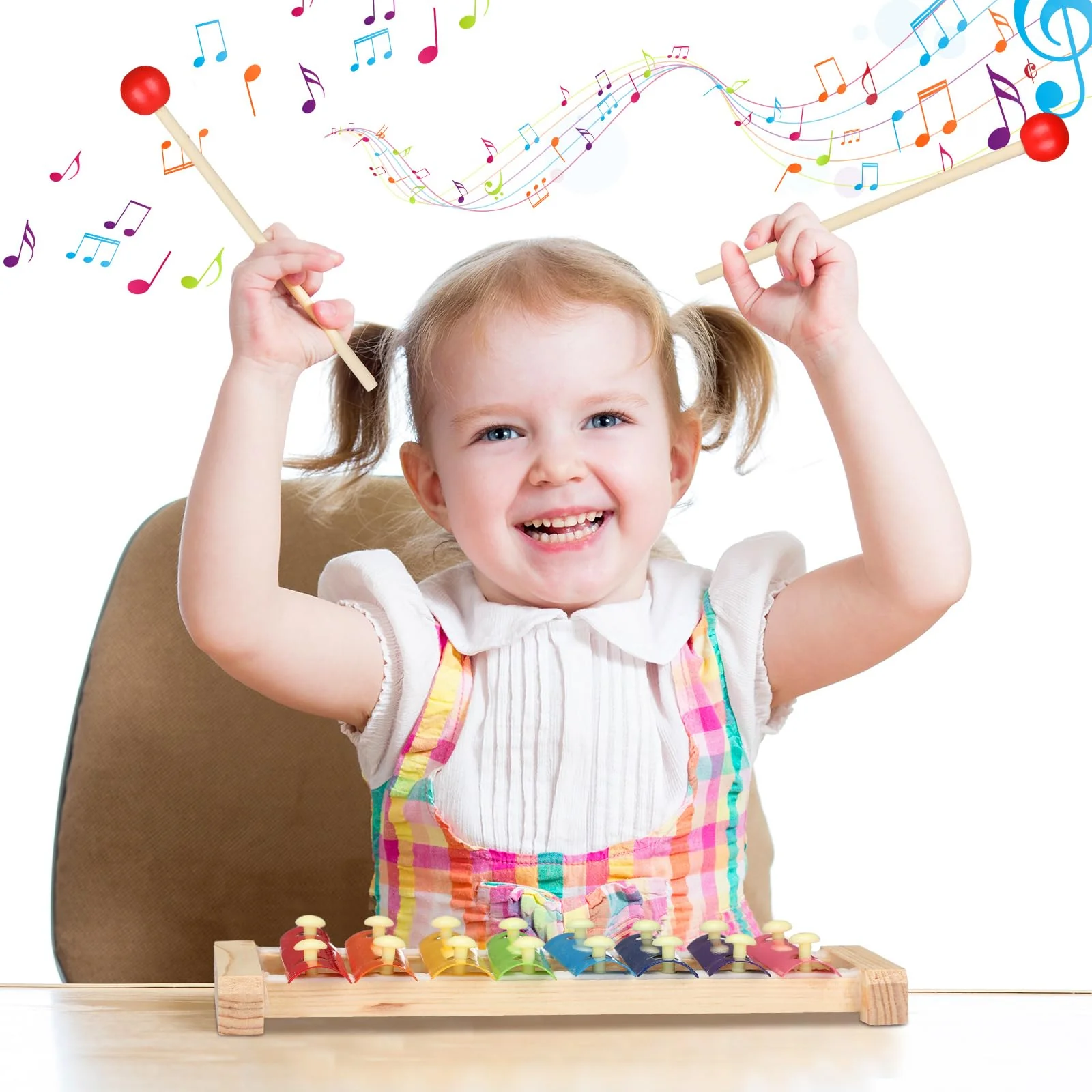 Lukmaa 6 Pcs Xylophone for Kids Wooden Xylophone with Mallets Musical Instrument Wood Baby Percussion Kit Christmas Birthday Gifts for Boys Girls Educational Preschool Instruments Toddler Toys - Image 3
