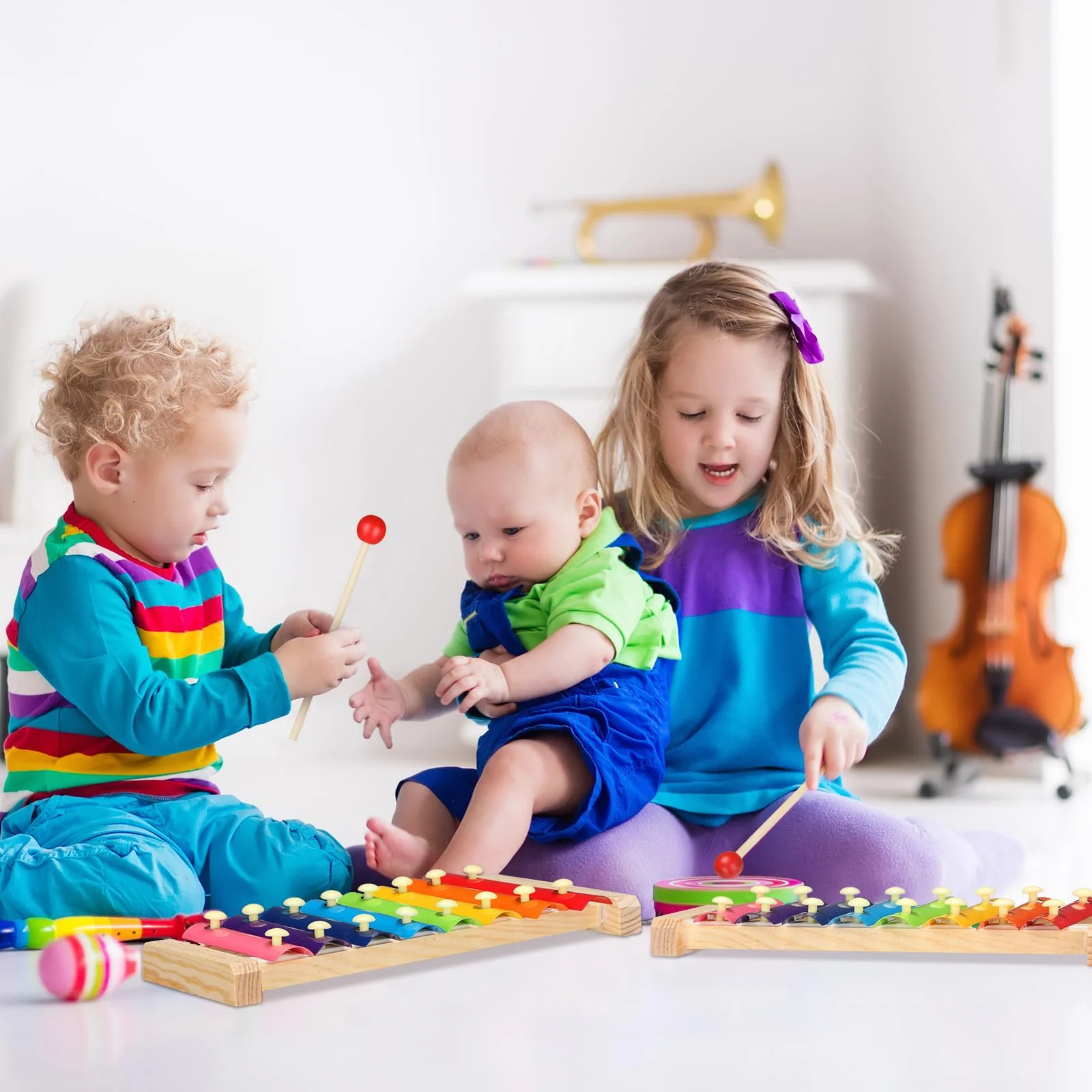 Lukmaa 6 Pcs Xylophone for Kids Wooden Xylophone with Mallets Musical Instrument Wood Baby Percussion Kit Christmas Birthday Gifts for Boys Girls Educational Preschool Instruments Toddler Toys - Image 4