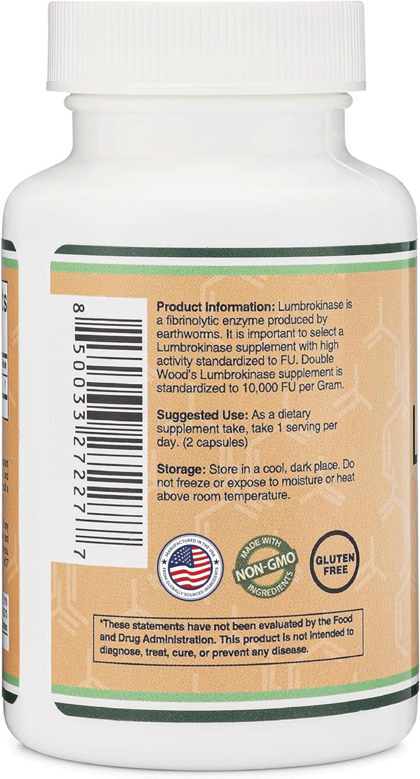 Lumbrokinase Enzymes Supplement - 120 Capsules (Max Activity 10,000 FU/Gram) 150mg per Serving (No Fillers, Non-GMO, Gluten Free) for Cardiovascular and Blood Circulation Support by Double Wood - Image 3