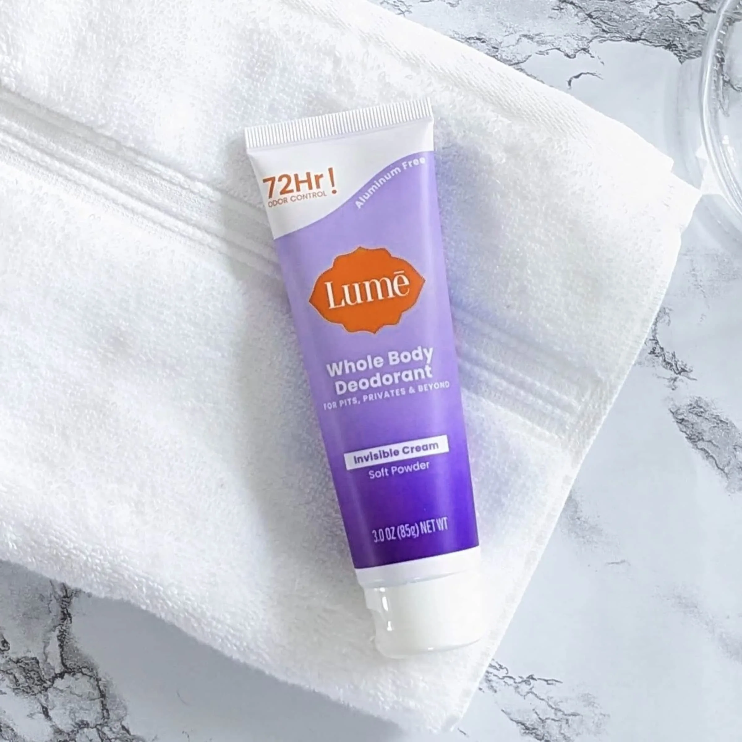 Lume Whole Body Deodorant - Invisible Cream Tube - 72 Hour Odor Control - Aluminum Free, Baking Soda Free, Skin Safe - 3.0 ounce (Pack of 2) (Soft Powder) - Image 8