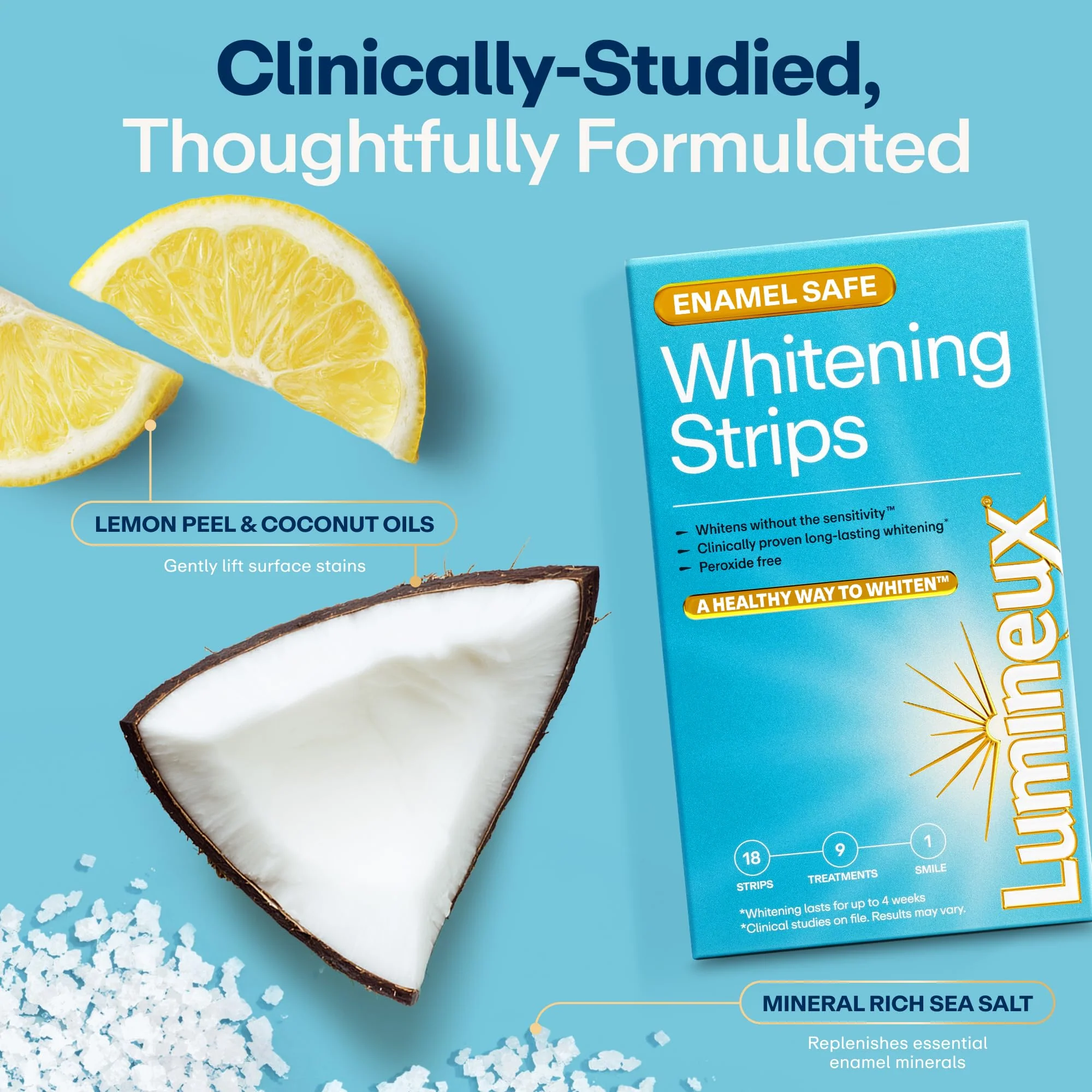 Lumineux Teeth Whitening Strips Kit - 9 Treatments (1 Month) - Peroxide Free - Enamel Safe for Whiter Teeth - Whitening Without The Sensitivity - Dentist Formulated - Sensitivity Free - Image 5