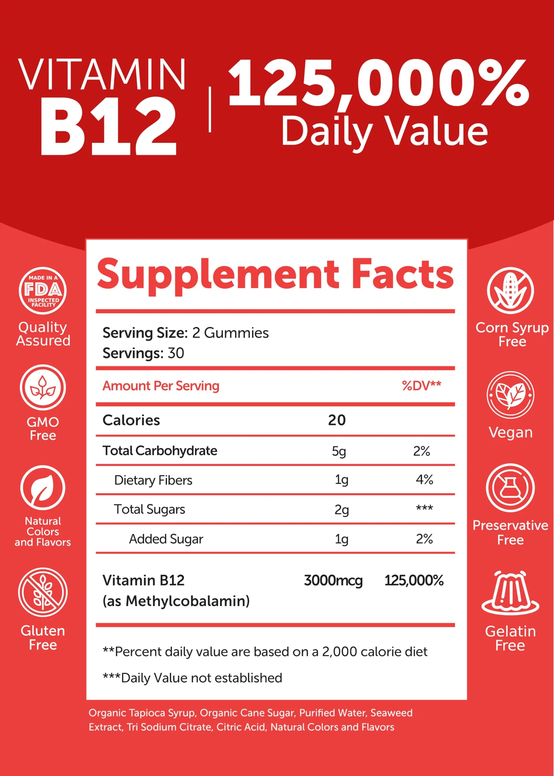 Lunakai Extra Strength 3000mcg Vitamin B12 Gummies - USA Made, Delicious Daily Energy & Metabolism Support - Vegan B12 Methylcobalamin Supplement 60ct - Image 5