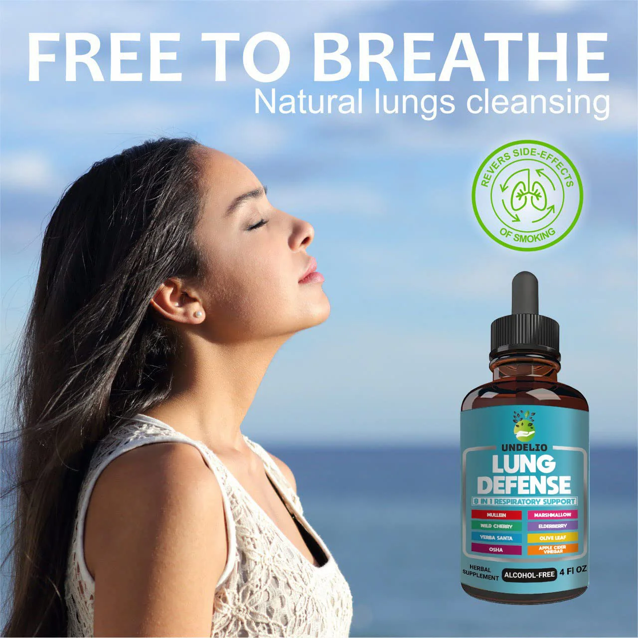 LUNG DEFENSE Herbal Extract 8 in 1 Blend (Mullein,Marshmallow,OSHA,Wild Cherry,Elderberry,Yerba Santa,Olive Leaf,ACV) Lung Cleanse - Respiratory & Immune System support - liquid supplement- 4 OZ - Image 5