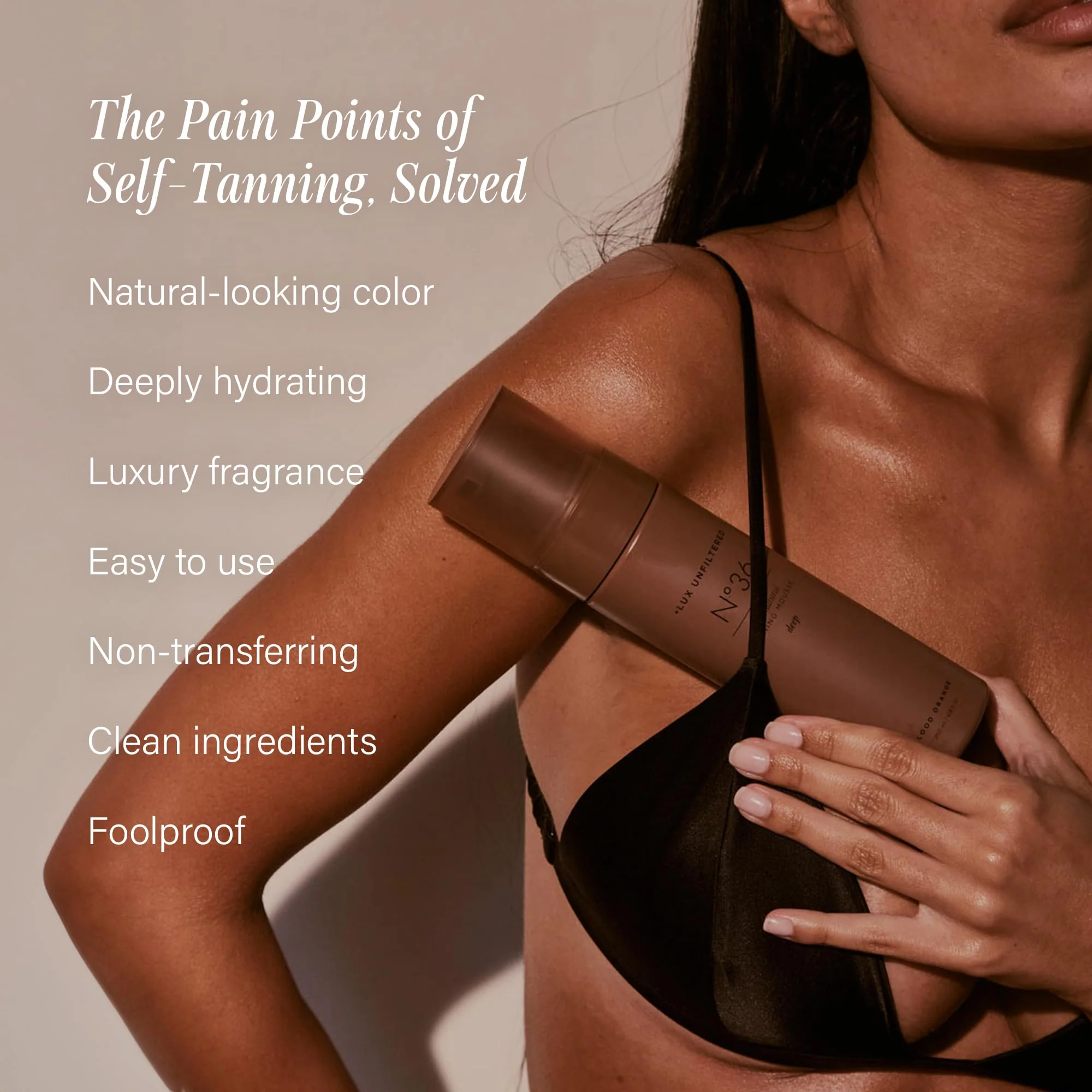 + Lux Unfiltered N°36 Deep Self Tanning Mousse - Self Tanner Mousse, Tanning Foam - Hydrating, Streak-Free, Natural-Looking Sunless Tanner - Vegan & Cruelty Free - Blood Orange - Image 8