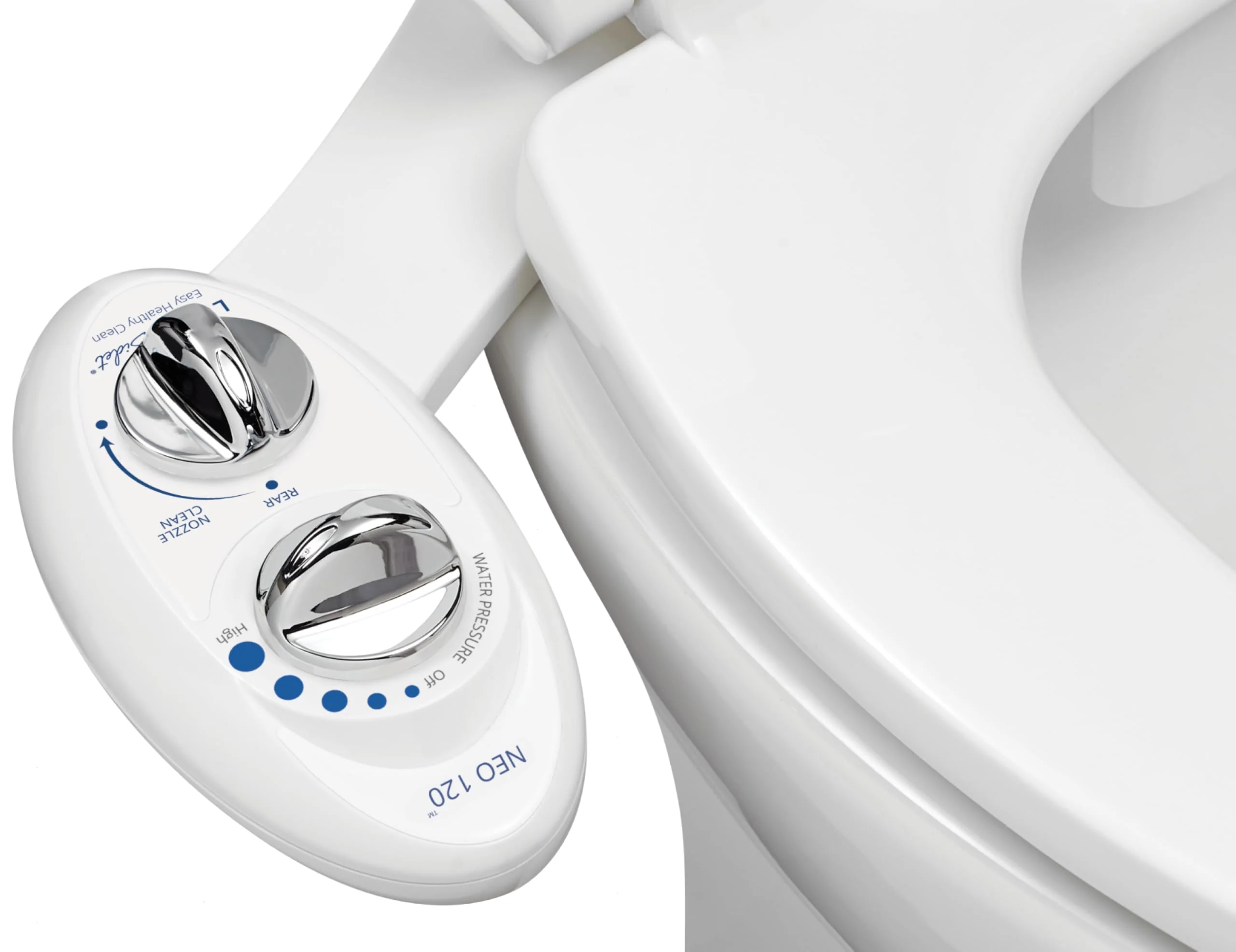 LUXE Bidet NEO 120 - Single Nozzle, Self-Cleaning, Non-Electric Bidet Attachment for Toilet Seat, Adjustable Water Pressure, Rear Wash (White)