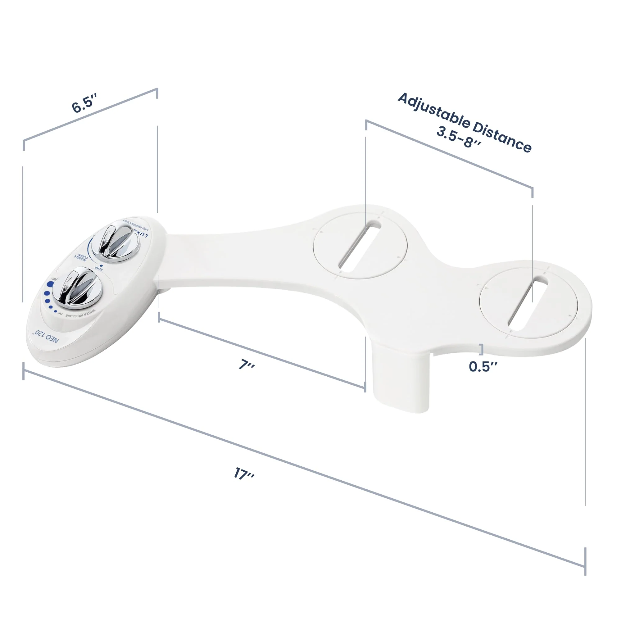 LUXE Bidet NEO 120 - Single Nozzle, Self-Cleaning, Non-Electric Bidet Attachment for Toilet Seat, Adjustable Water Pressure, Rear Wash (White) - Image 2