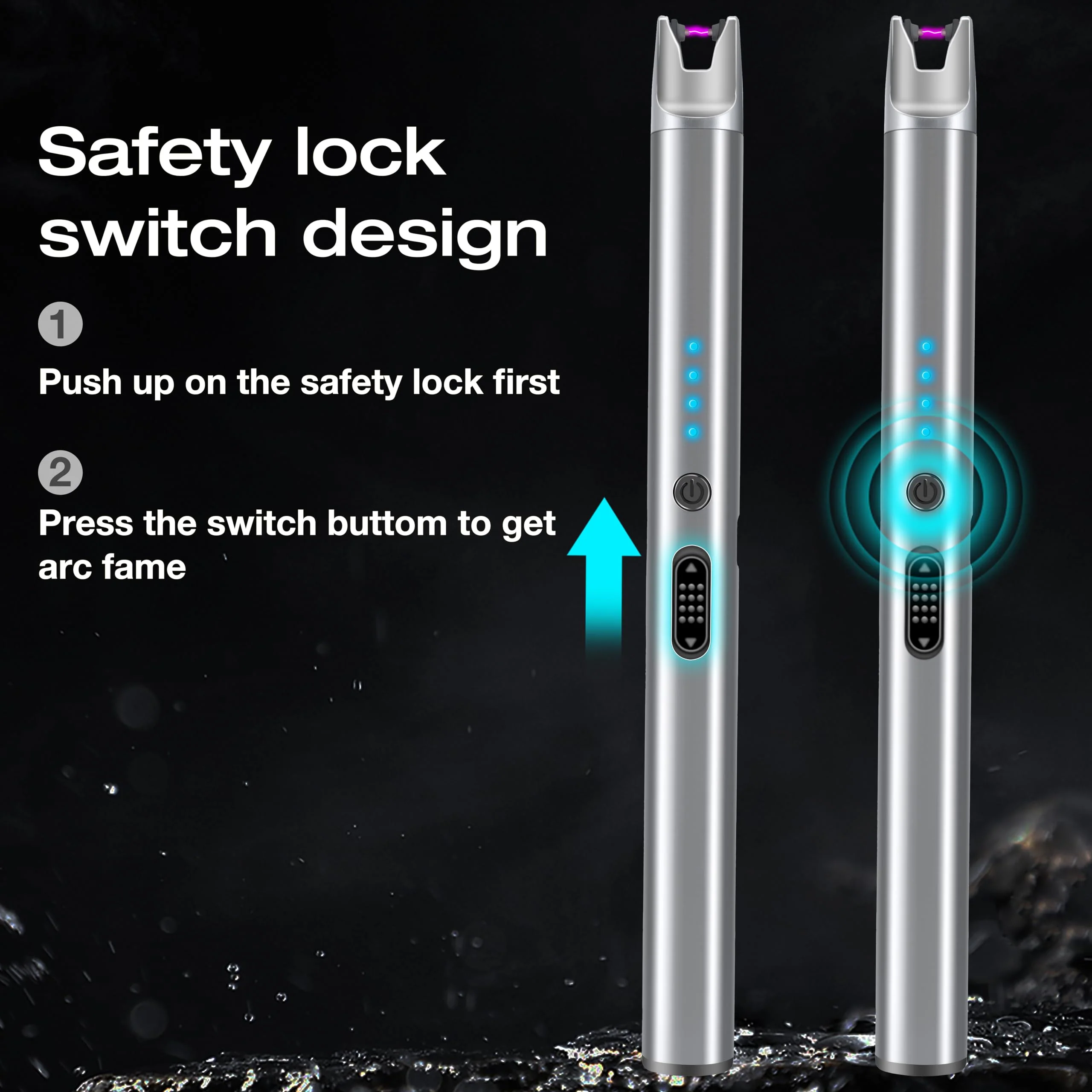Luxgaze 8 Pack Electric Candle Lighter Rechargeable USB Lighters Flameless Windproof Plasma Arc Lighters with Safety Lock Long Lighter for Candle BBQ Camping Birthday Party - Image 5