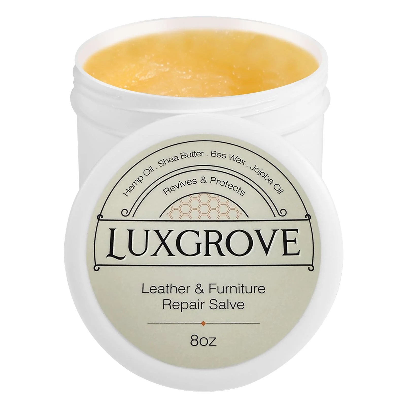 LUXGROVE® Leather & Furniture Repair Salve- Polisher, Leather Cleaner and Conditioner for Furniture - UV Protectants Help Prevent Cracking or Fading, for Car Seat, Couch, Shoe, Purse, Boot - 8oz