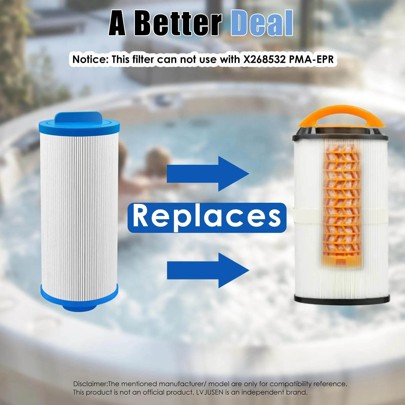 LVJUSEN Spa Filter Replaces PMA-R3 X268548 Master Spa Filter/Nordic Retreat Spa Filter/Pleatco PWW35L/Unicel 4CH-935, Fits Most Clarity, Healthy Living Spas- 1 Pack - Image 8