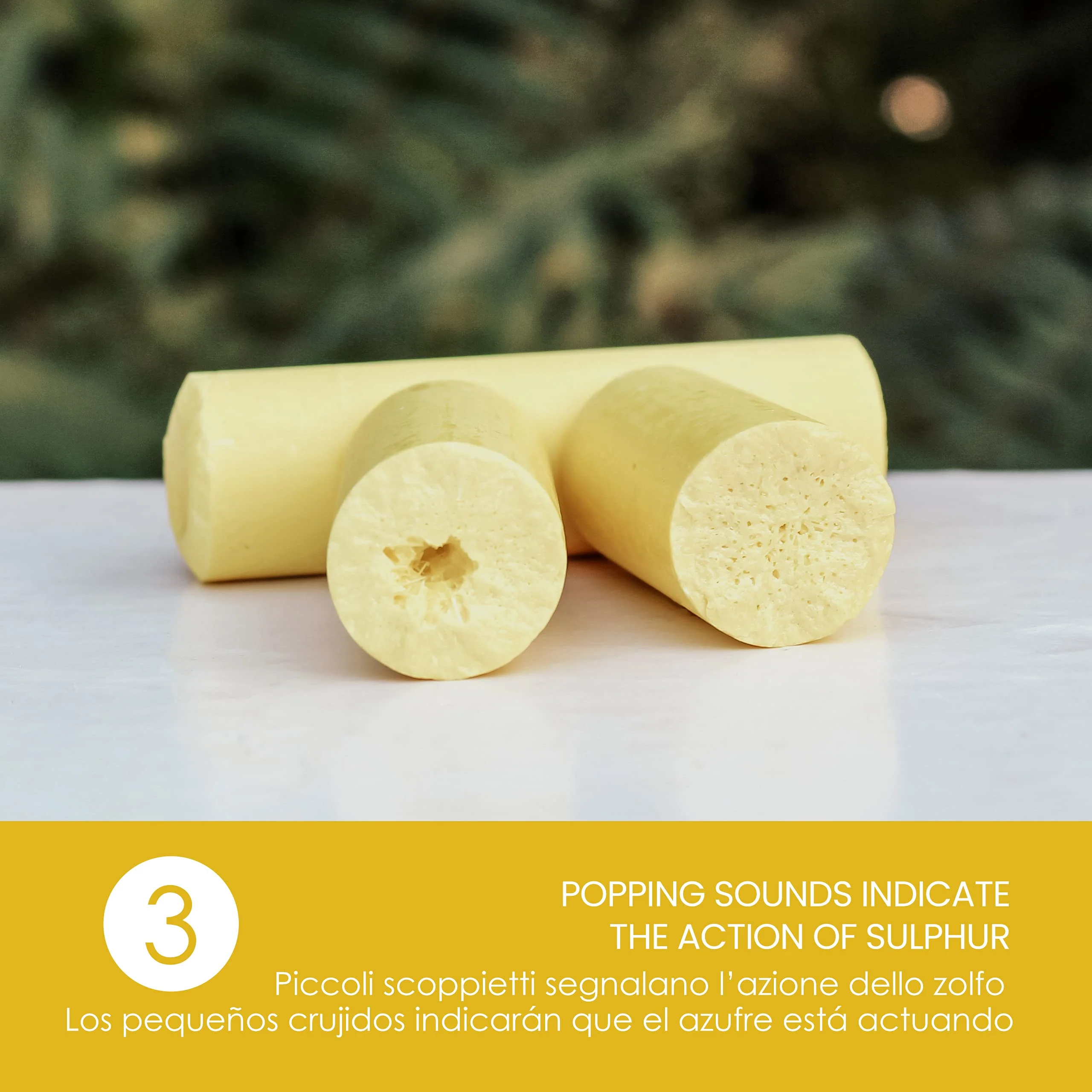 LYNPHA VITALE Sulphur Rods - Natural Sulfur Bars for Pain - Suitable for Neck Massage, Back Pain, Muscle Massage, and Joint Pain - 99,9% Natural Sulfur Sticks for Ayurvedic Massages - Q.ty 6 - Image 3