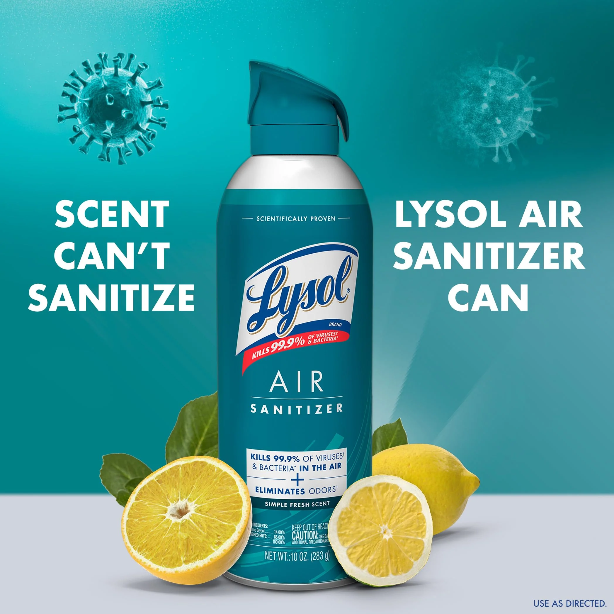 Lysol Air Sanitizer Spray with Bacterial Odor Eliminator for Home & Office, Sanitizing Air Spray, Air Freshener Alternative, Simple Fresh + Cotton Blossom + Lavender Sky, 10 oz (Pack of 3) - Image 2
