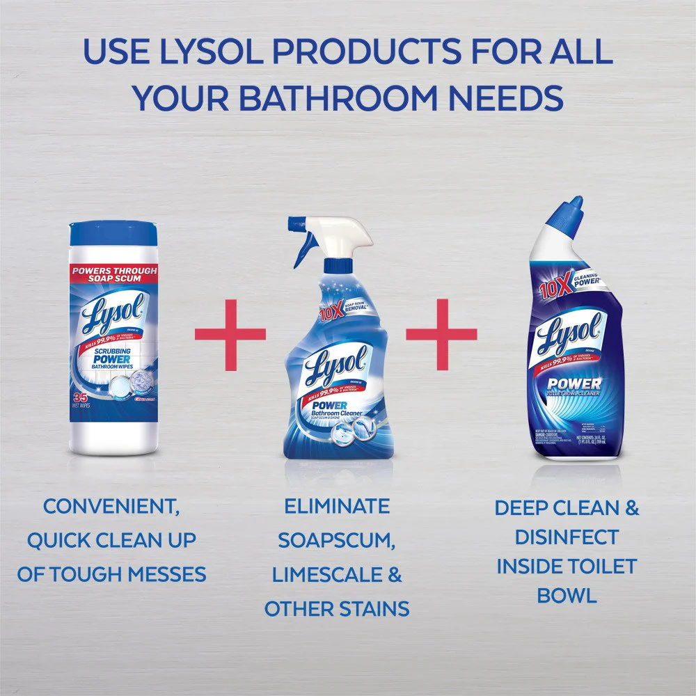 Lysol Bathroom Cleaner Spray, Blue, Island Breeze, 48oz (2X24oz) - Image 3