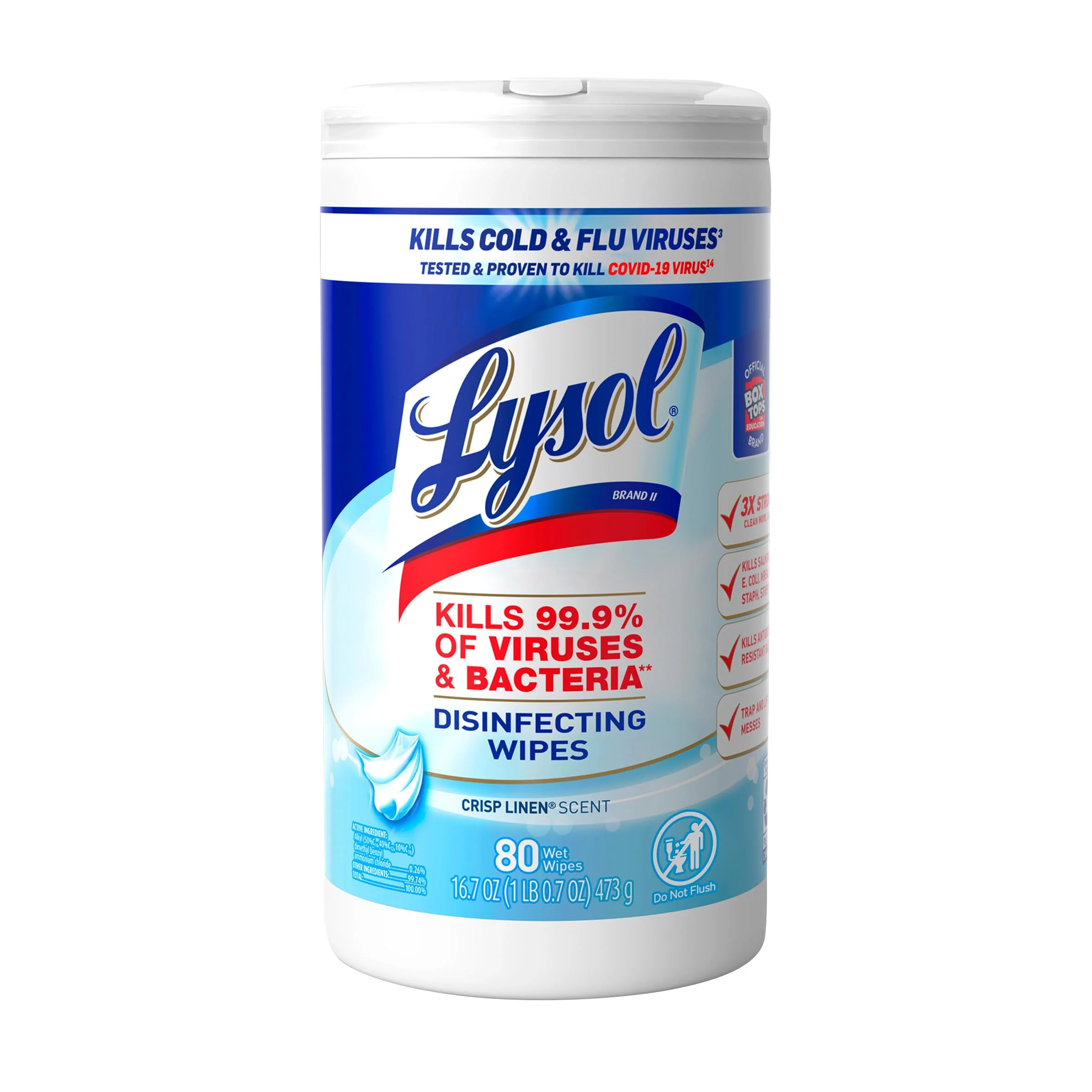 Lysol Disinfectant Wipes, Dorm Room Essentials, Multi-Surface Antibacterial Cleaning Wipes, For Disinfecting and Cleaning, Crisp Linen, 80 Count