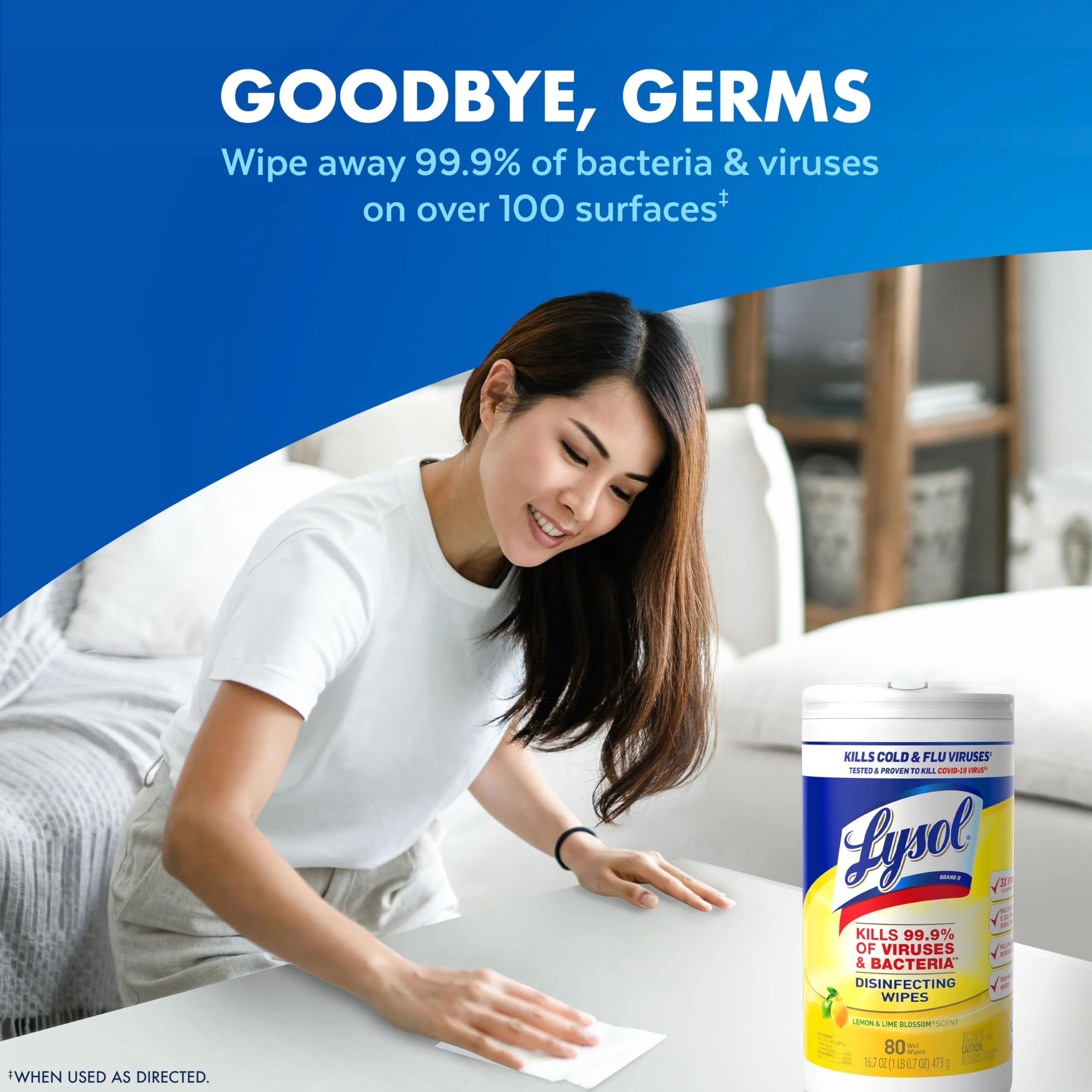 Lysol Disinfectant Wipes, Multi-Surface Antibacterial Cleaning Wipes, For Disinfecting and Cleaning, Lemon and Lime Blossom, 80 Count (Pack of 3) - Image 2