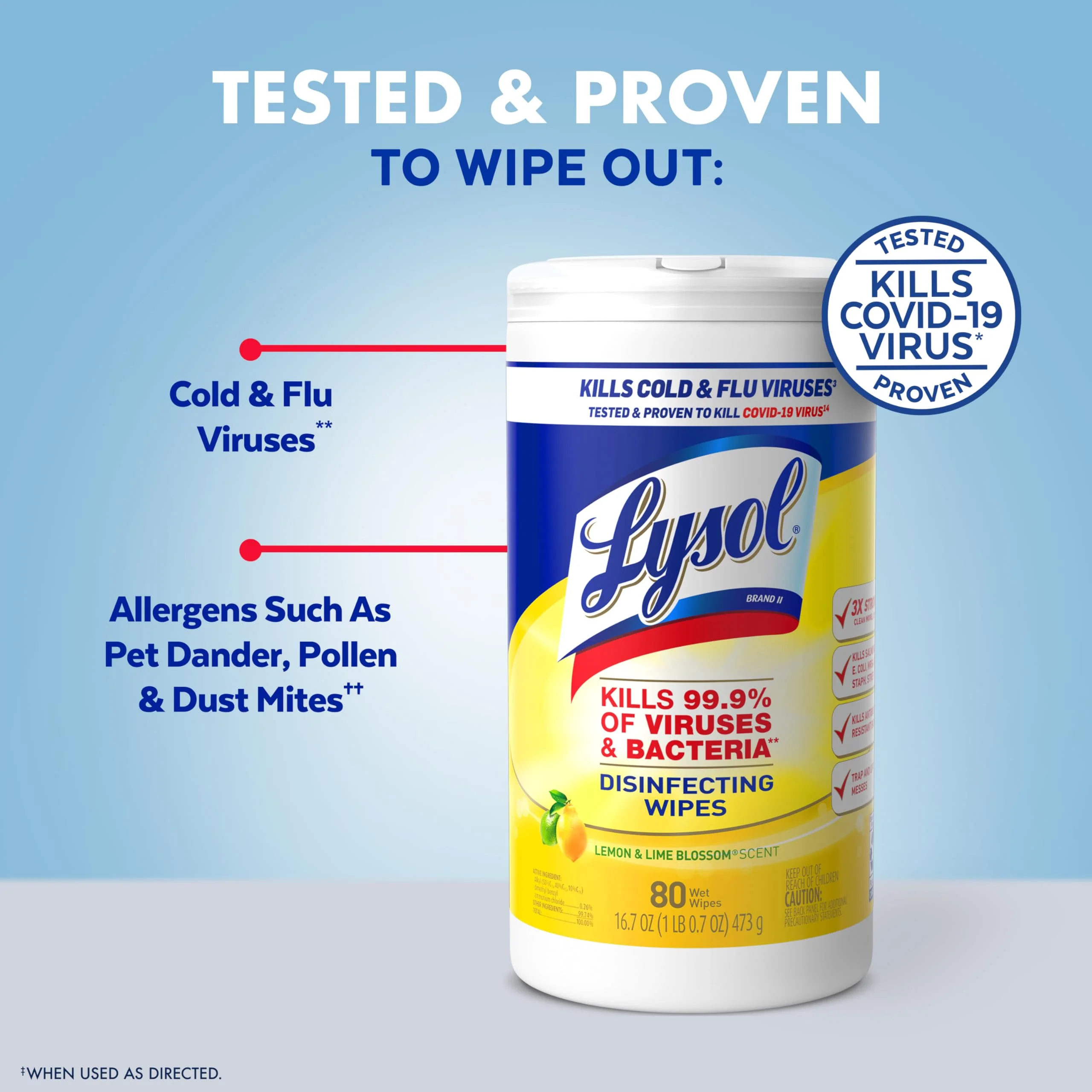 Lysol Disinfectant Wipes, Multi-Surface Antibacterial Cleaning Wipes, For Disinfecting and Cleaning, Lemon and Lime Blossom, Pack of 4 - Image 3