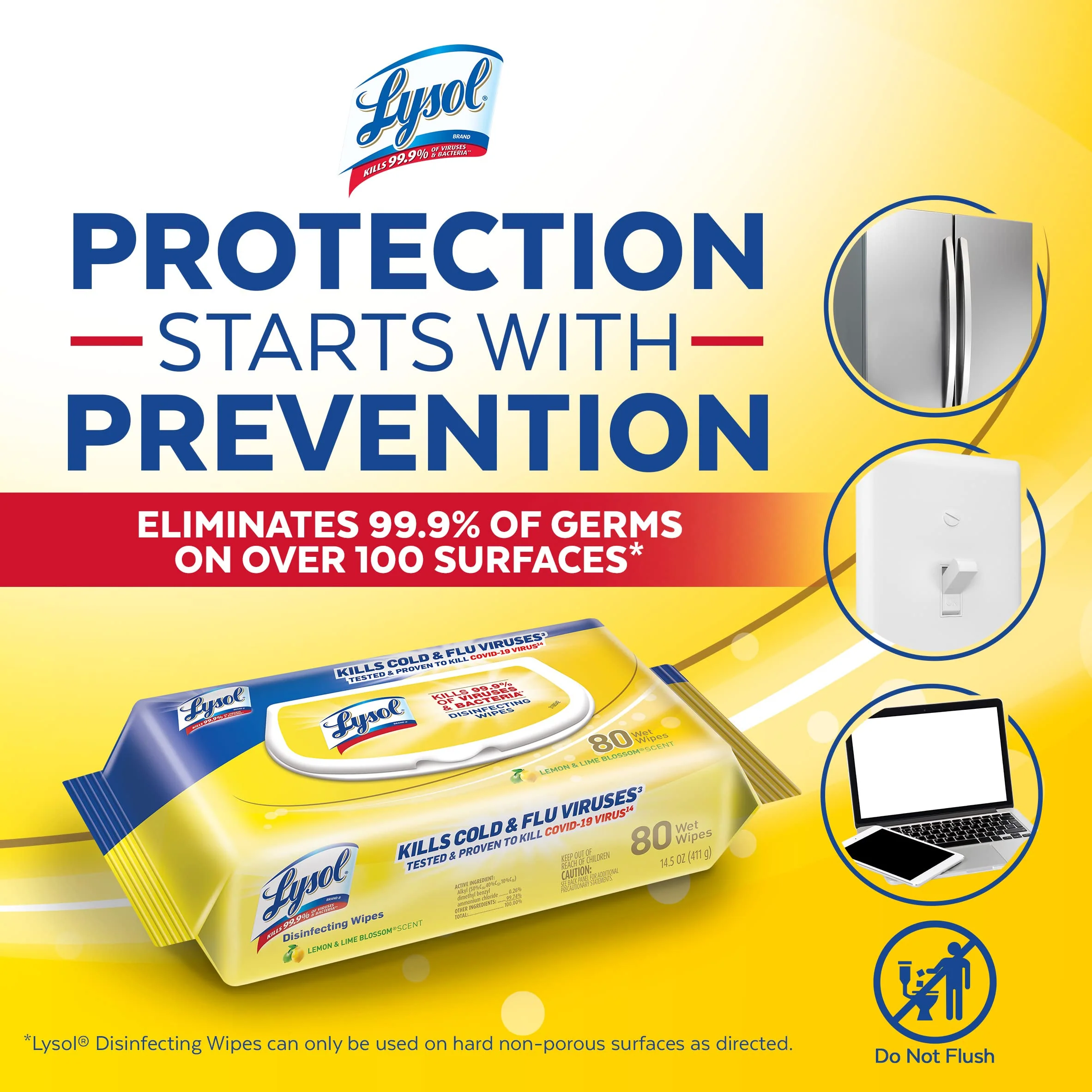 Lysol Handi-Pack Disinfecting Wipes, Brighter Horizon, Country Scent, (Pack of 4 - 320ct Total) - Image 2