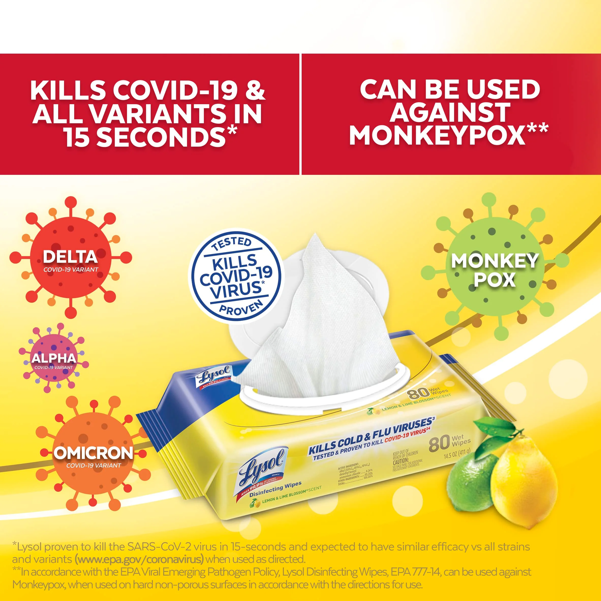 Lysol Handi-Pack Disinfecting Wipes, Brighter Horizon, Country Scent, (Pack of 4 - 320ct Total) - Image 3