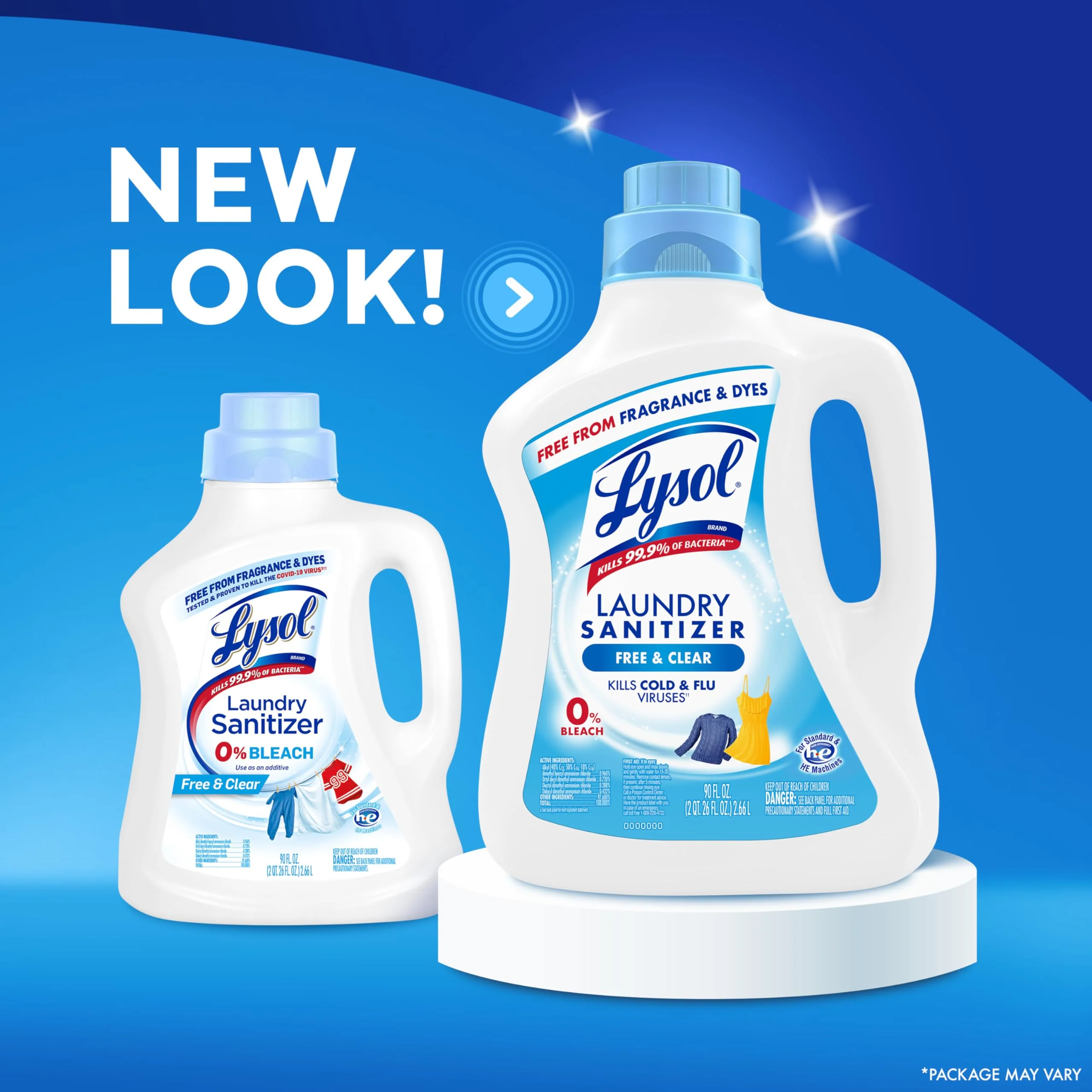 Lysol Laundry Sanitizer Additive, Free & Clear, Free from Fragrance and Dyes, 0% Bleach Laundry Sanitizer, Bacteria-causing Laundry Odor Eliminator, Unscented, 90 Fl Oz (Pack of 1) - Package May Vary - Image 9