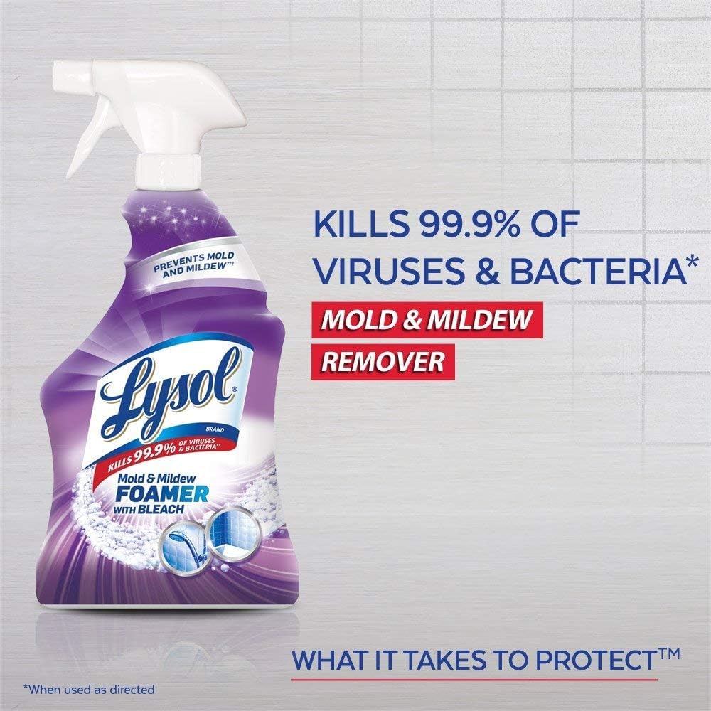 Lysol Mold and Mildew Remover, 2 Pack Bathroom Cleaner Spray, Whitens and Removes Soap Scum and Stains on Tiles, Grout, Bathtubs, Toilets, Sinks, 32 oz. Each - Image 5