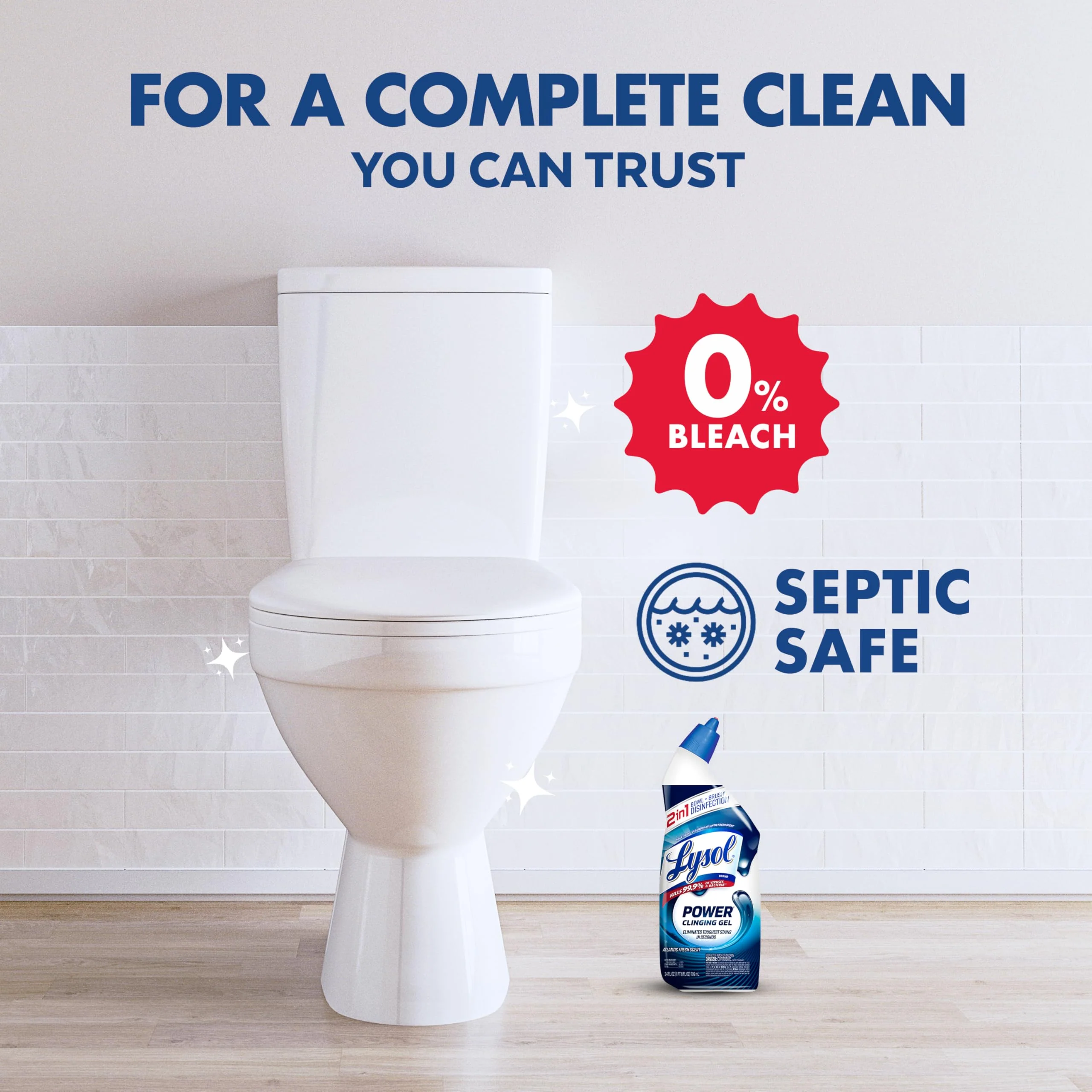 Lysol Toilet Bowl Cleaner, Max Strength Bathroom Cleaning Supplies, Toilet Bowl Cleaner Clinging Gel, Home Essential, Instant Stain Removal, Disinfecting and Deodorizing, Bleach Free, 24 oz (2 ct) - Image 7