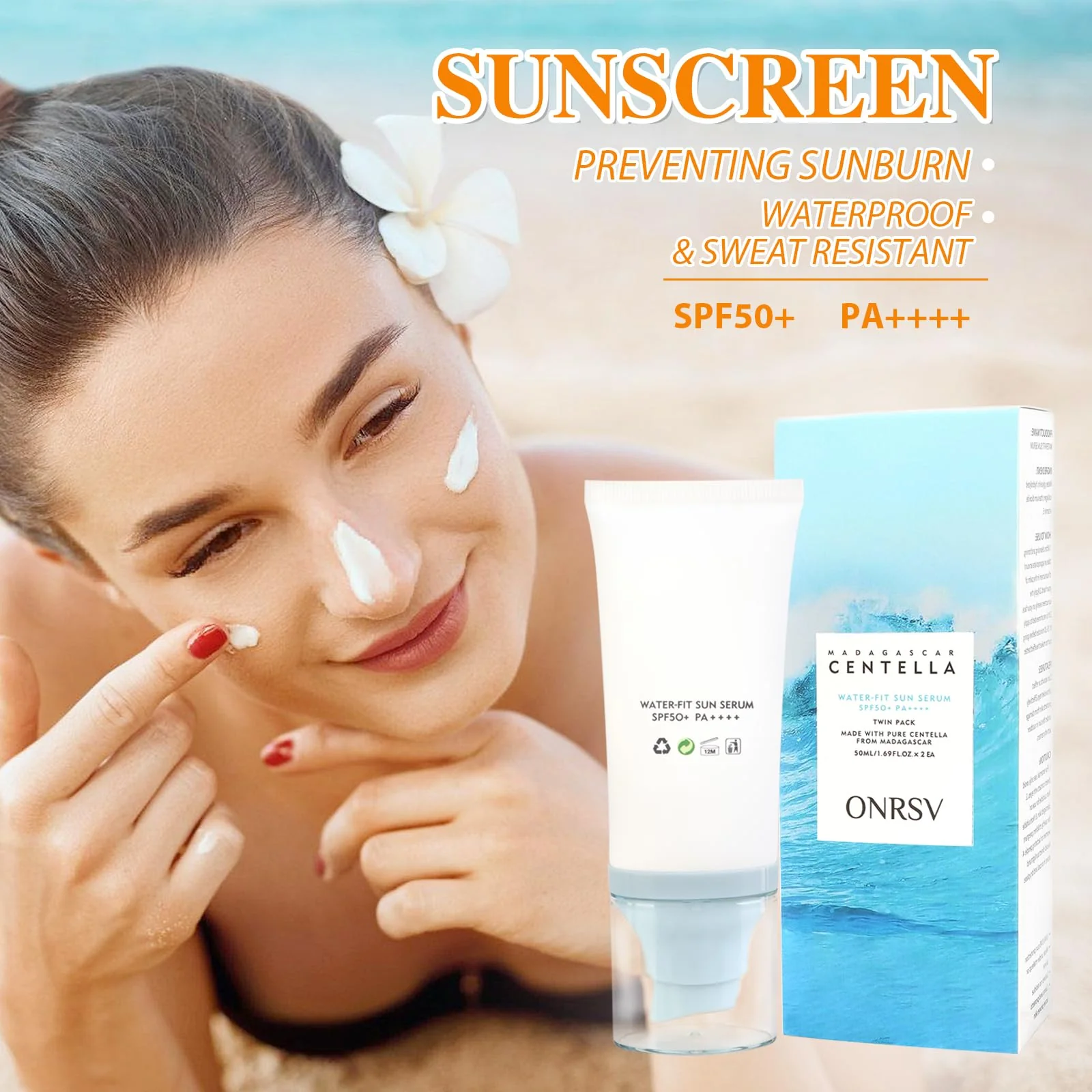 Madagascar Centella Sunscreen SPF50 Facial Serums, Moisturizing and Non-Sticky Centella Water-Fit Sun Protection for All Skin Types - Image 2